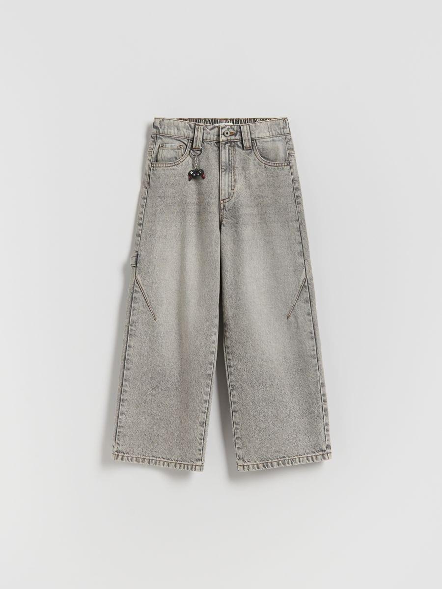Grey Baggy Jeans With Keychain, Light grey, large image number 1