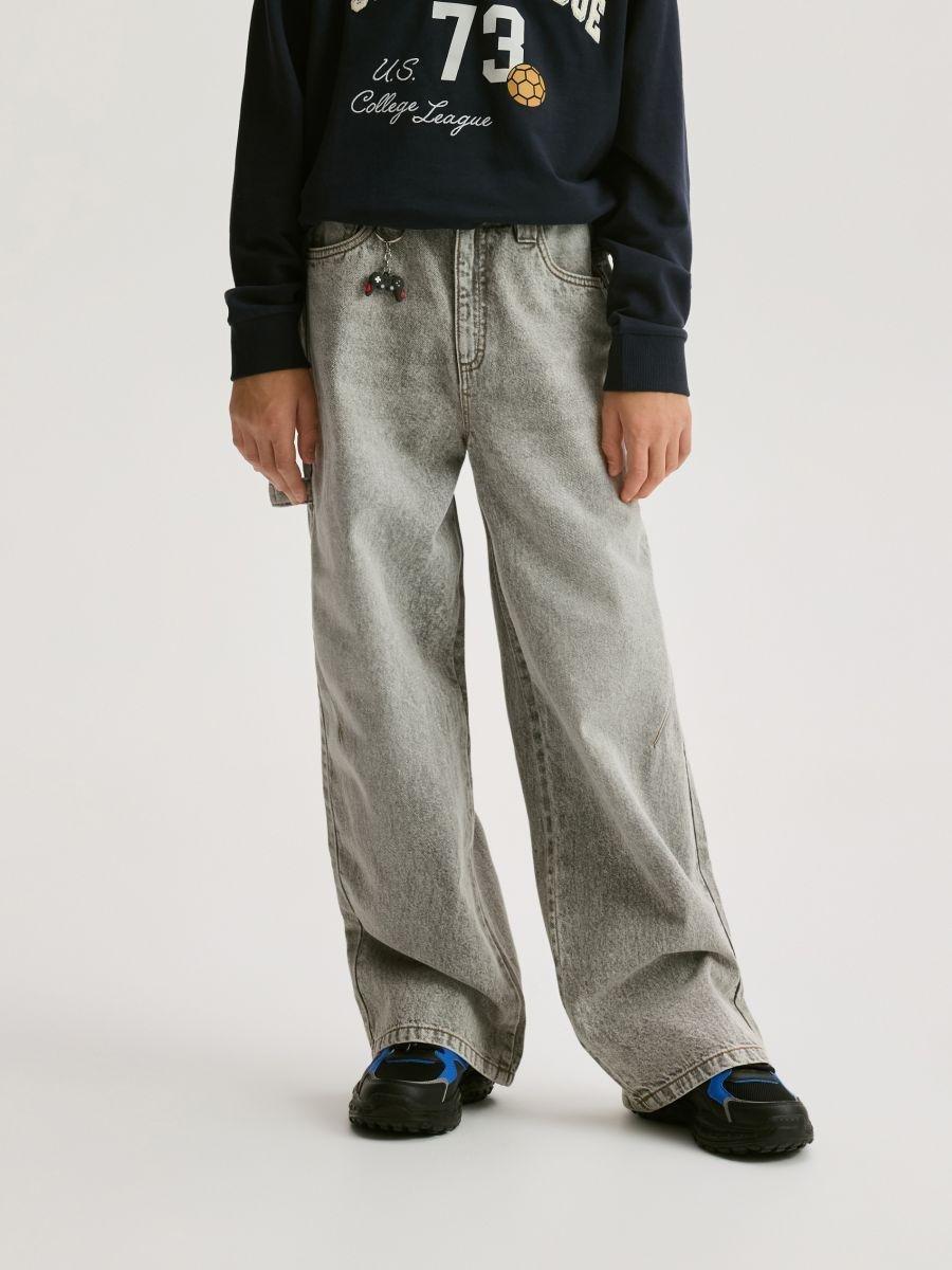 Grey Baggy Jeans With Keychain, Light grey, large image number 2