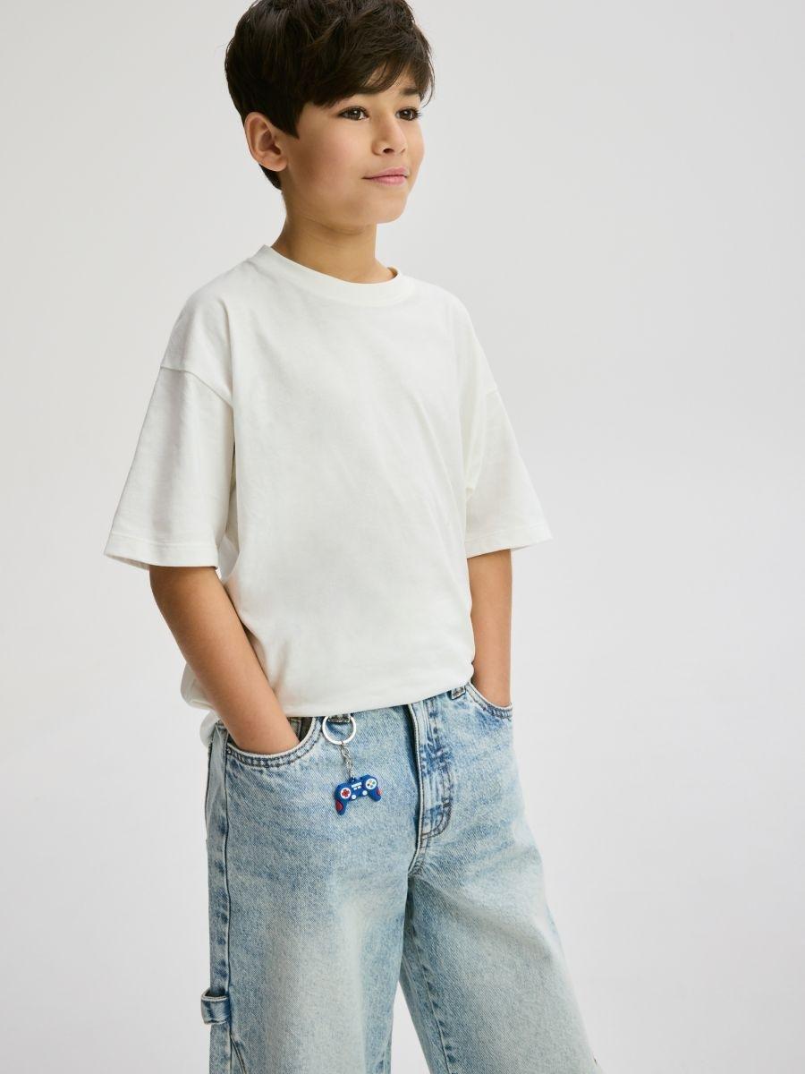 Blue Baggy Jeans With Keychain, Blue, large image number 0