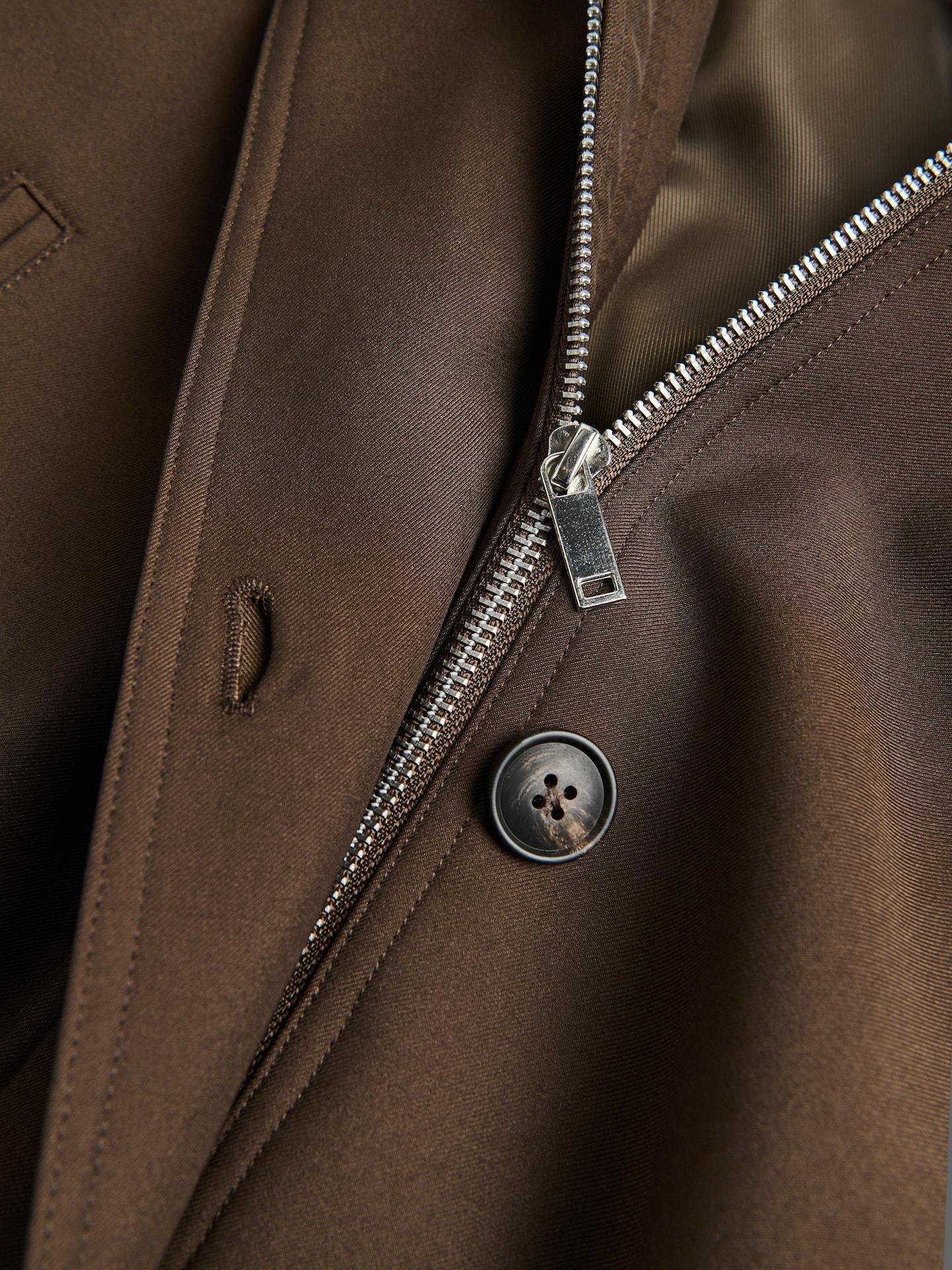 Brown Cotton Jacket With Belt, Brown, large image number 1
