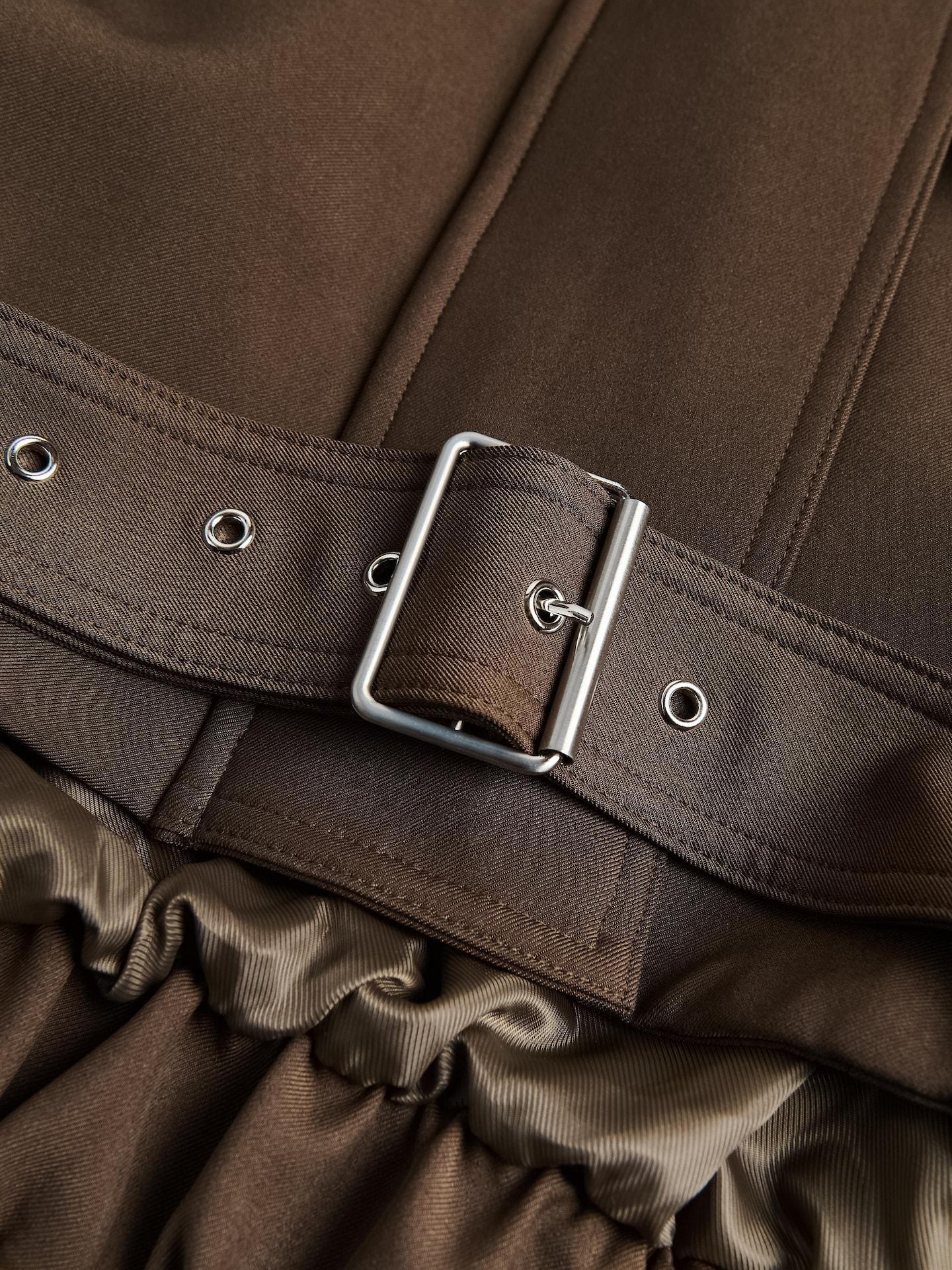 Brown Cotton Jacket With Belt, Brown, medium