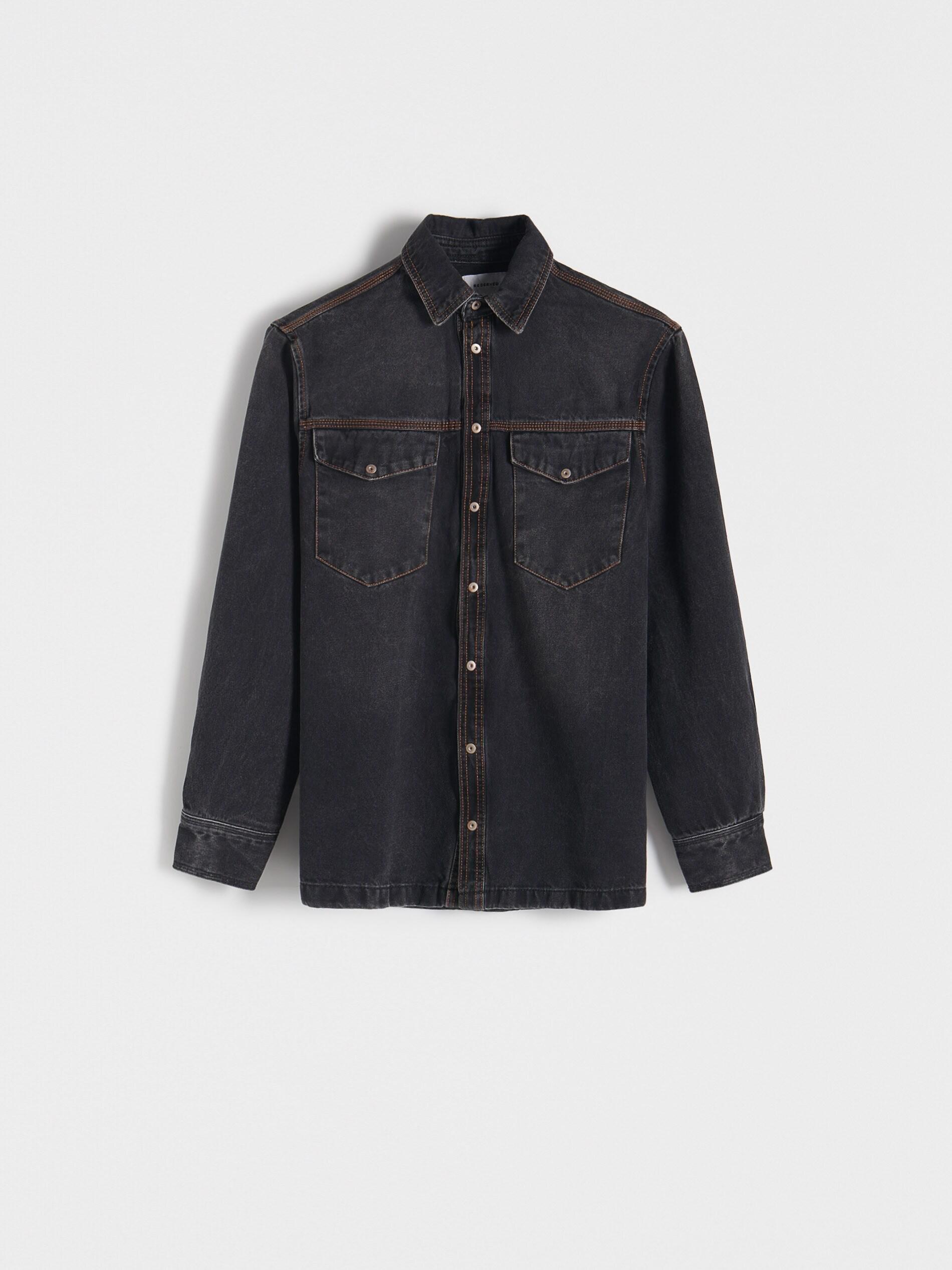 Grey Regular Denim Shirt, Grey, large image number 1