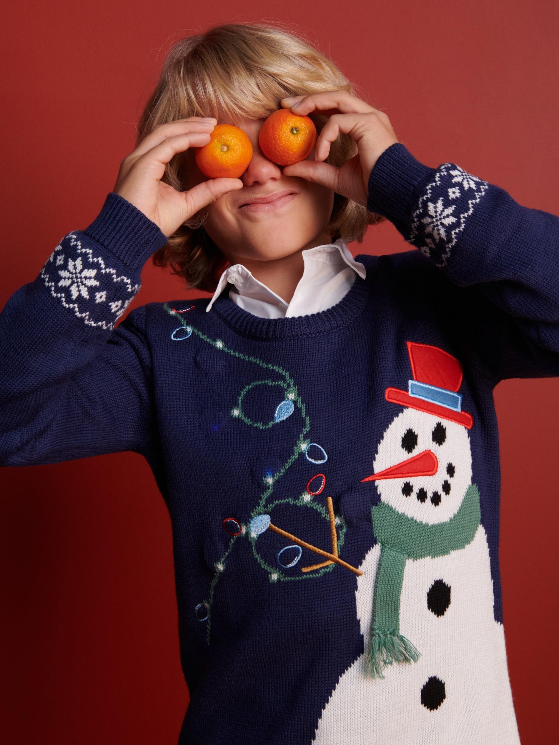 Navy Christmas Jumper With Lights, Kids Boy, , large image number 5