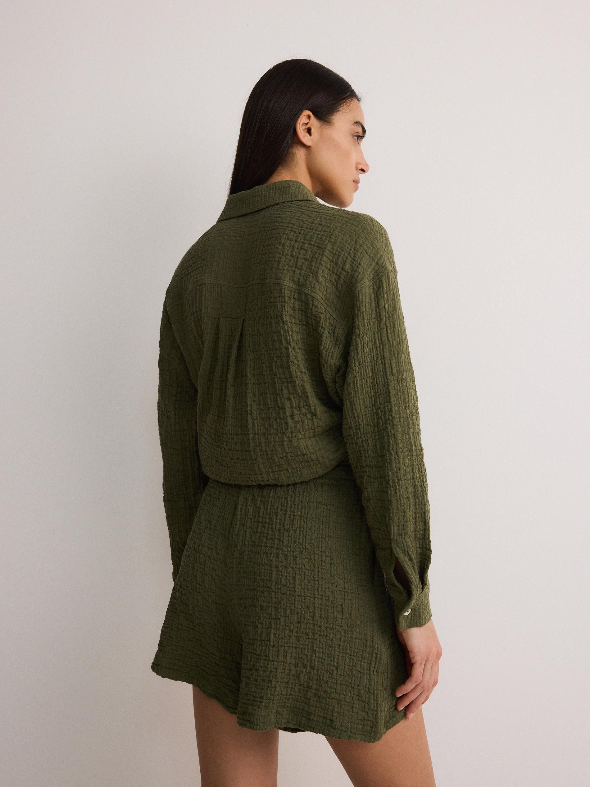 Green Muslin Cotton Shorts, , large image number 7