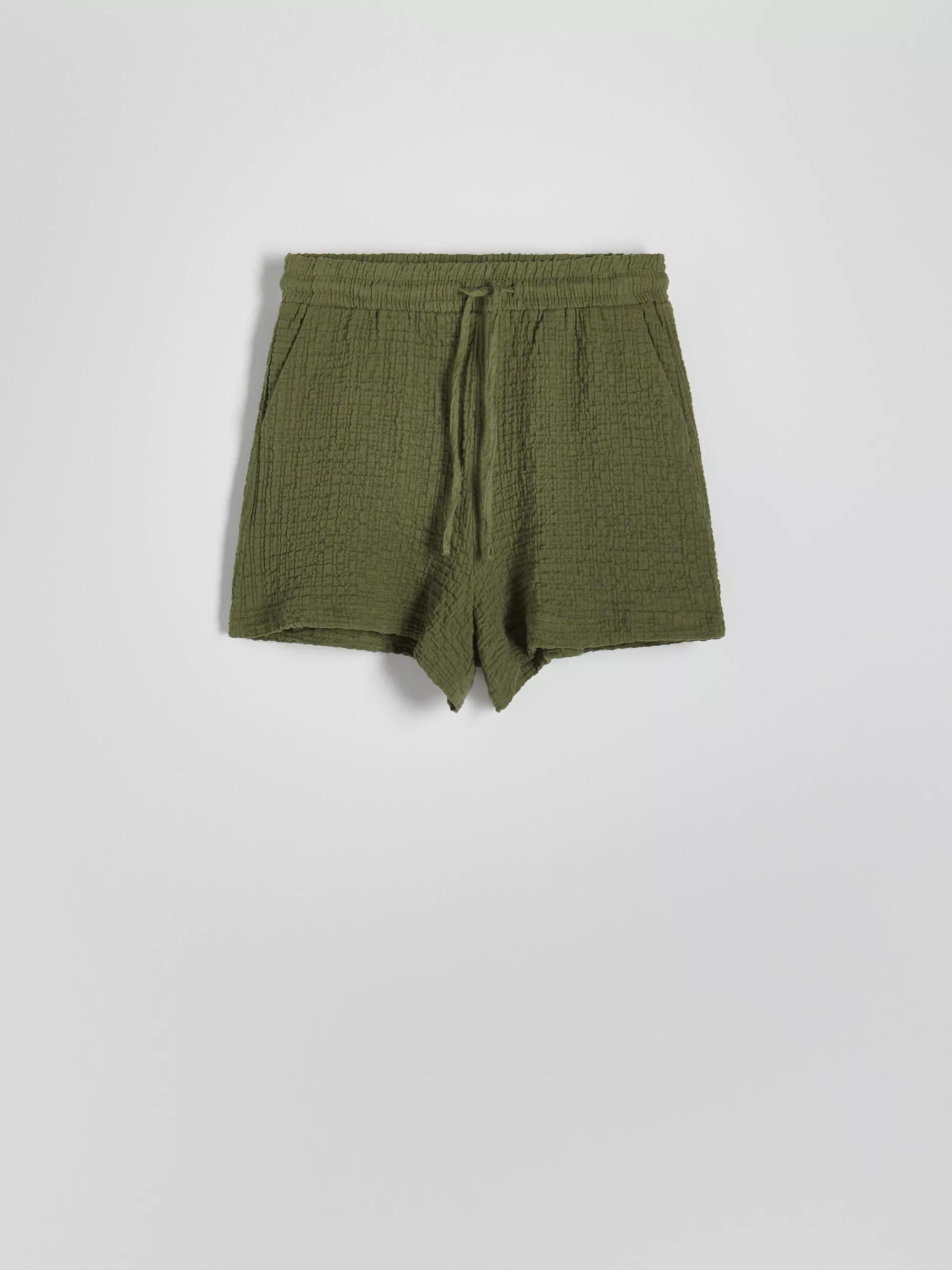 Green Muslin Cotton Shorts, , large image number 10