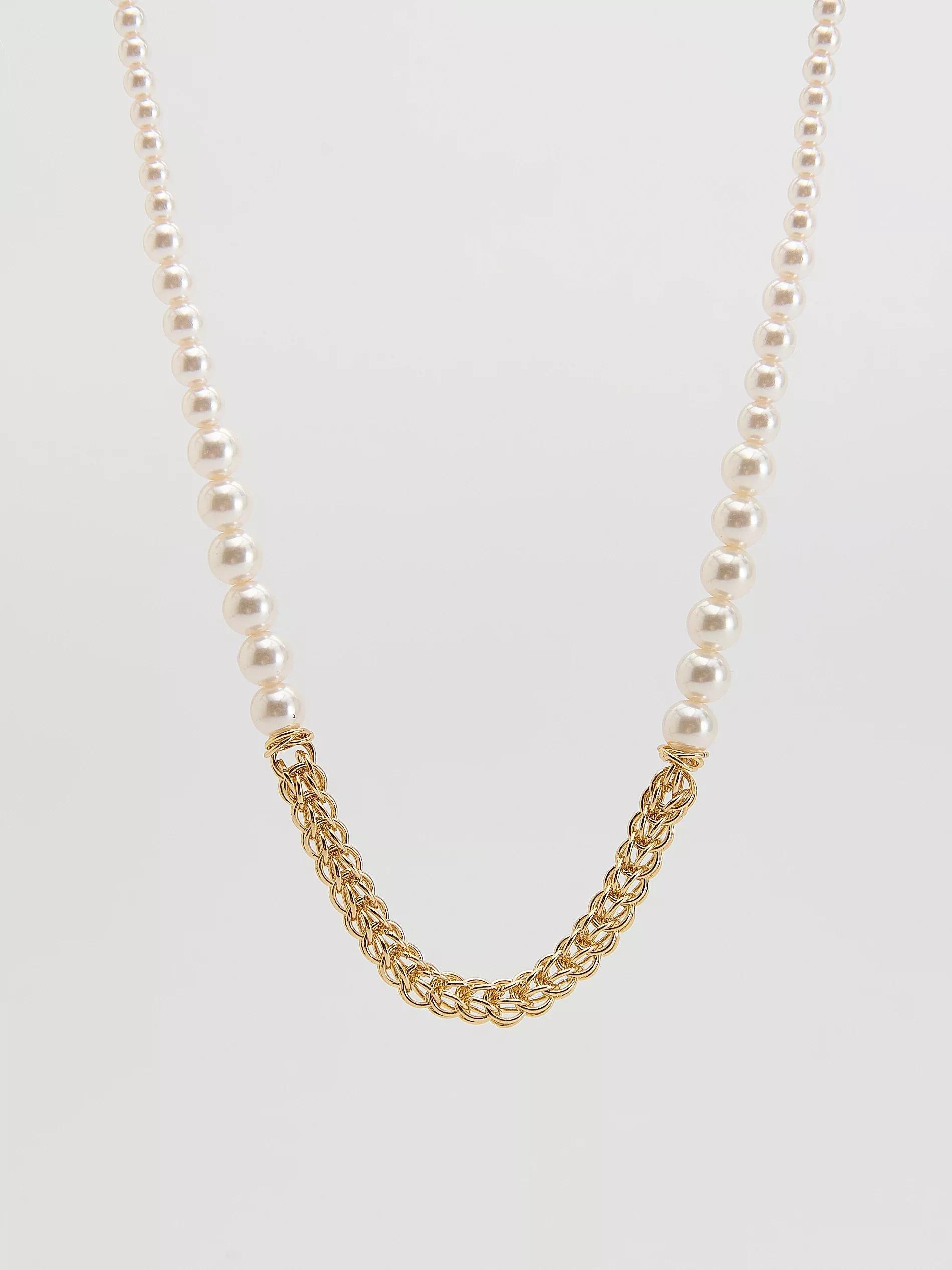 WHITE Beaded necklace, White, medium