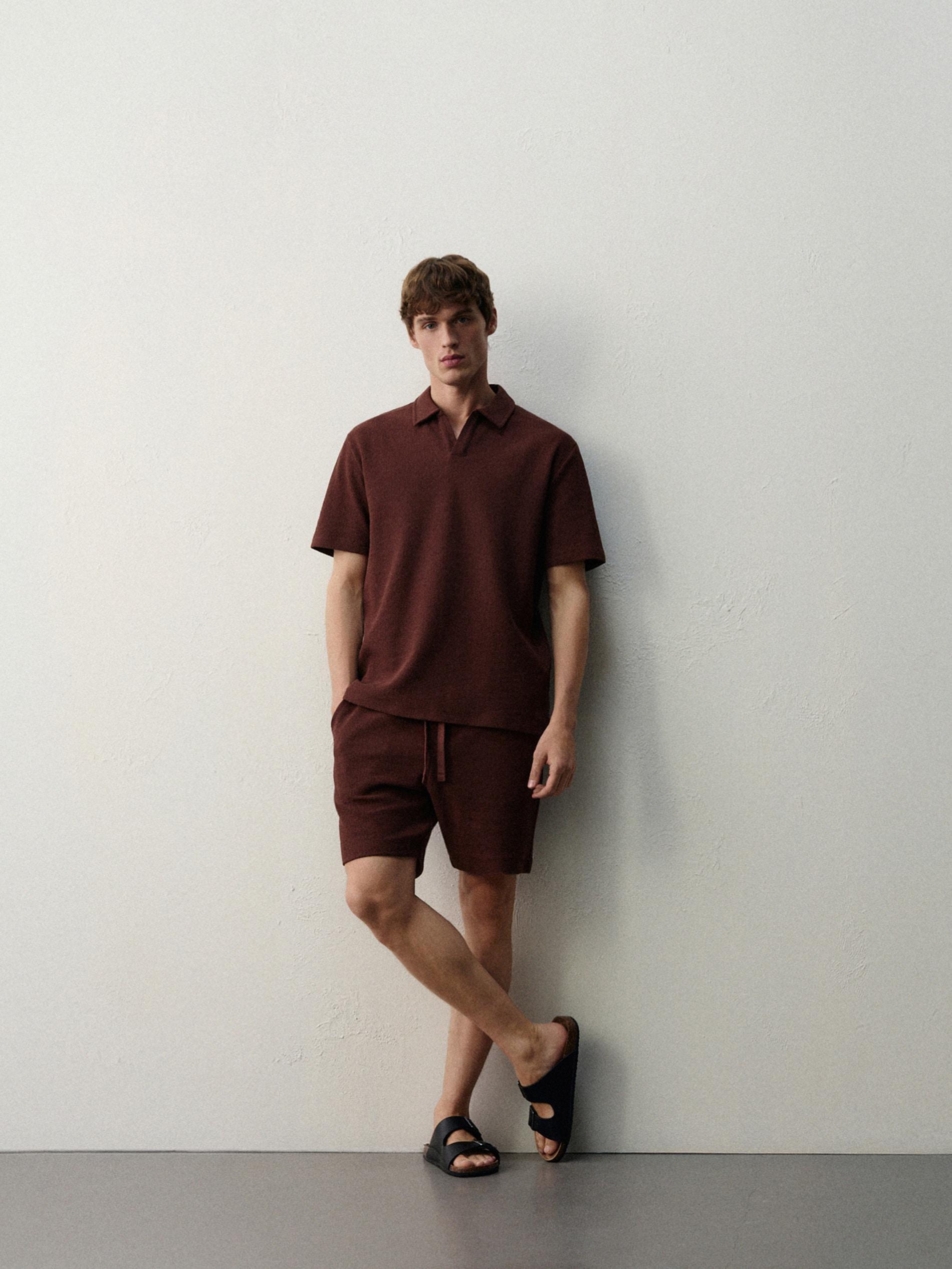 Burgundy Cotton Regular Shorts, , medium