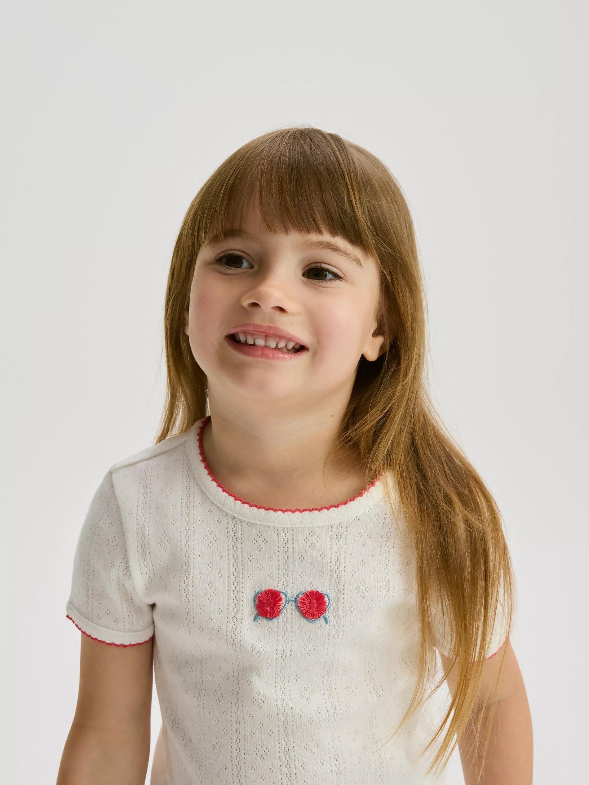 Cream T-Shirt With Embroidery Detailing, , medium