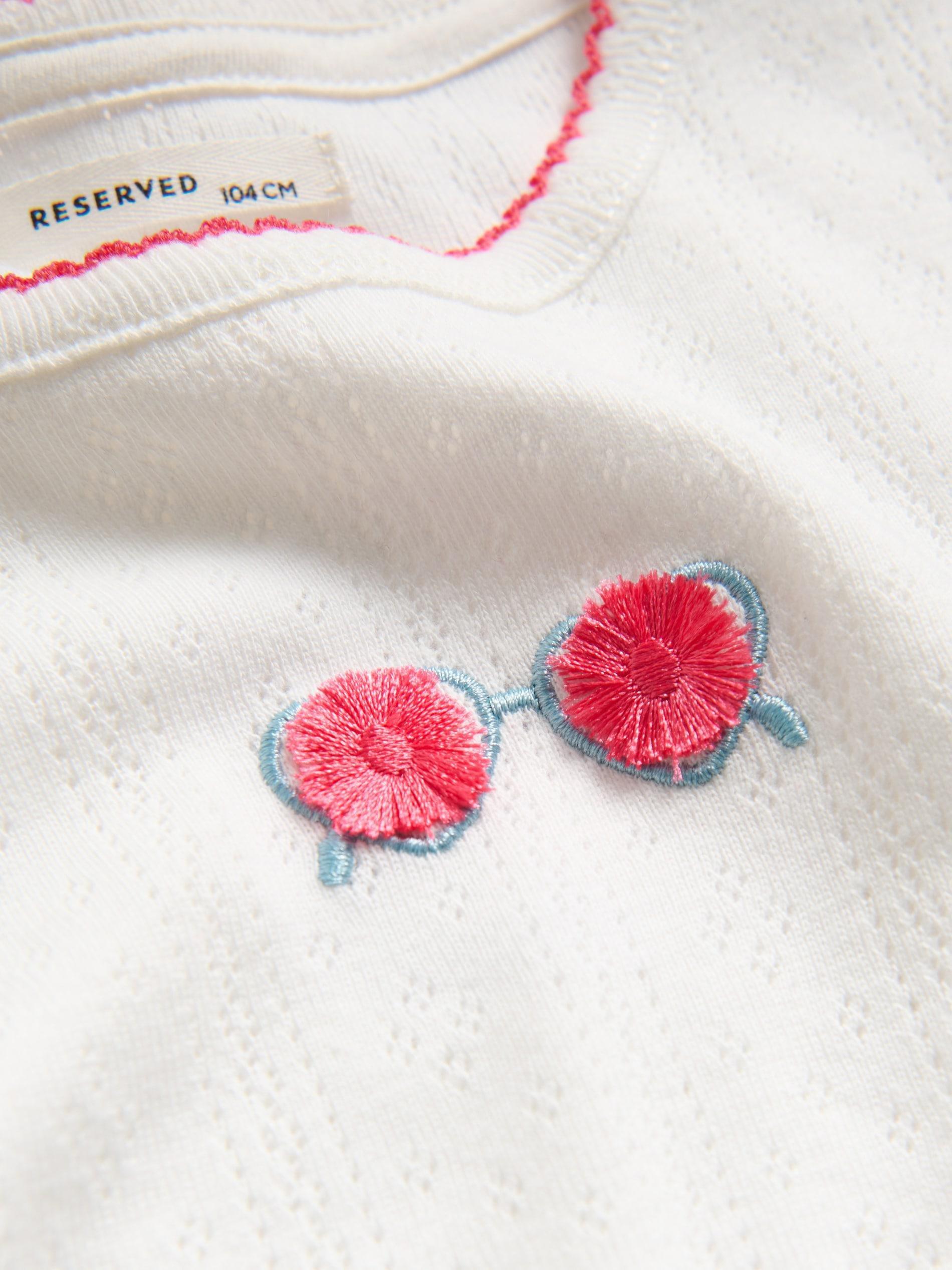 Cream T-Shirt With Embroidery Detailing, , large image number 2