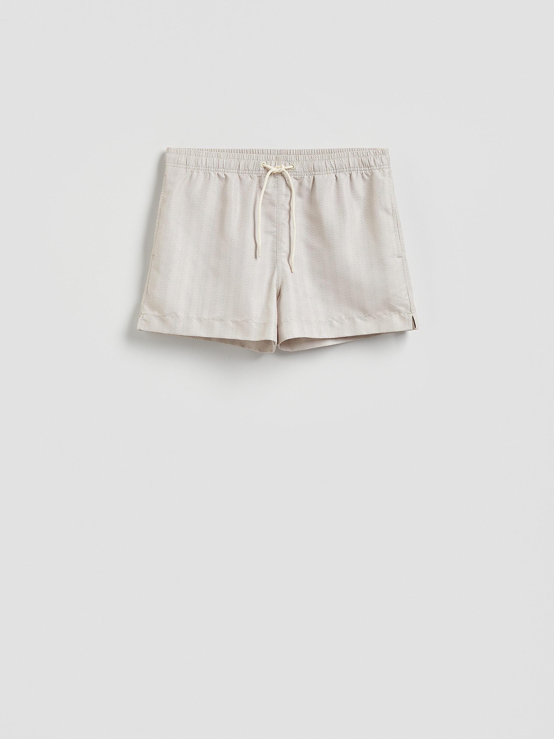 Beige Patterned Beach Shorts, Beige, medium