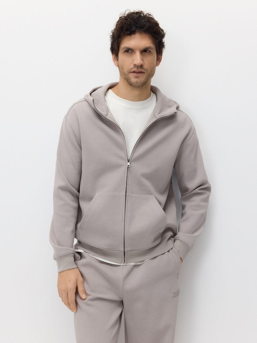 Beige Zip Up Hoodie, Beige, medium