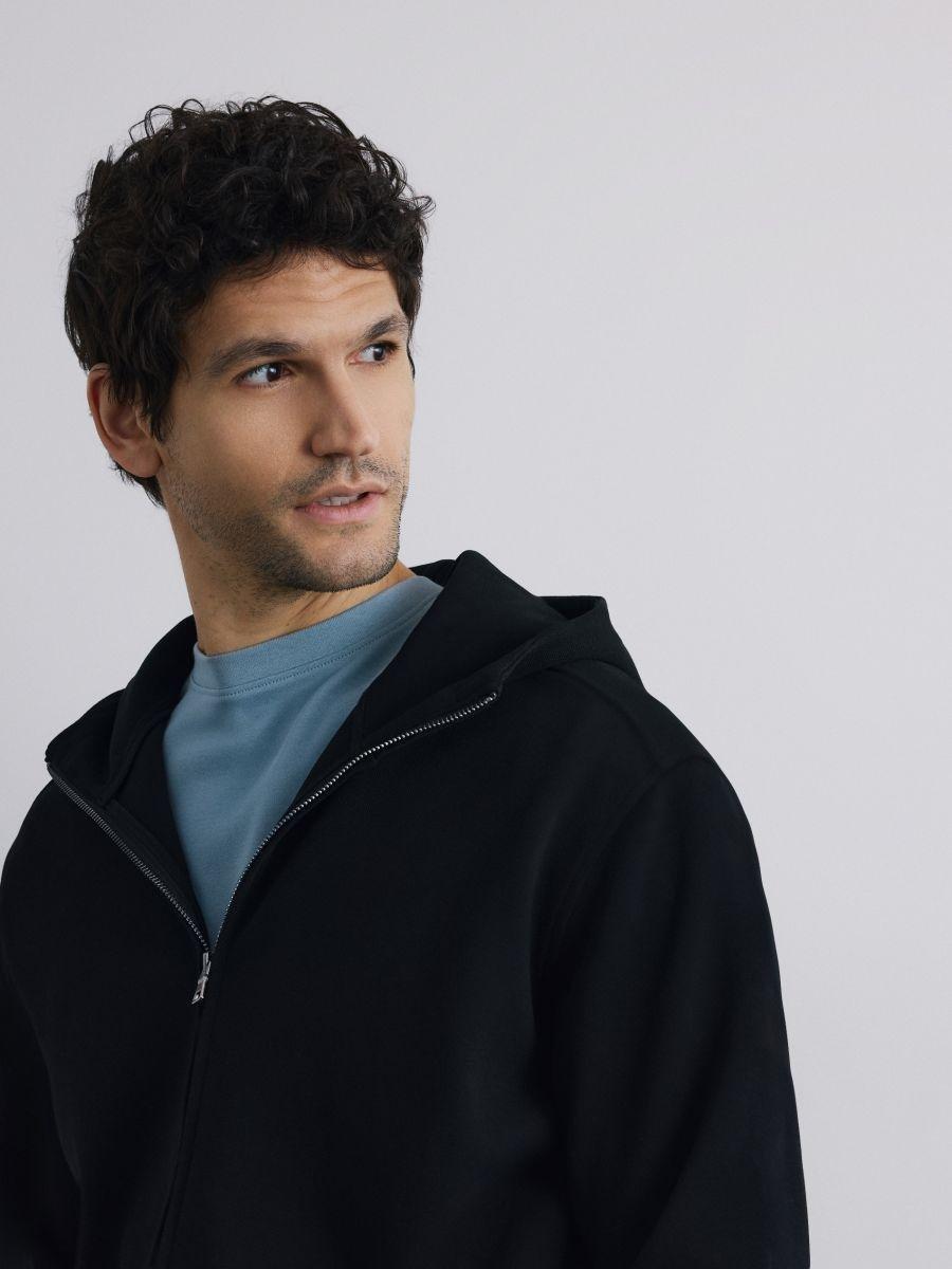 Black Zip Up Hoodie, Black, medium