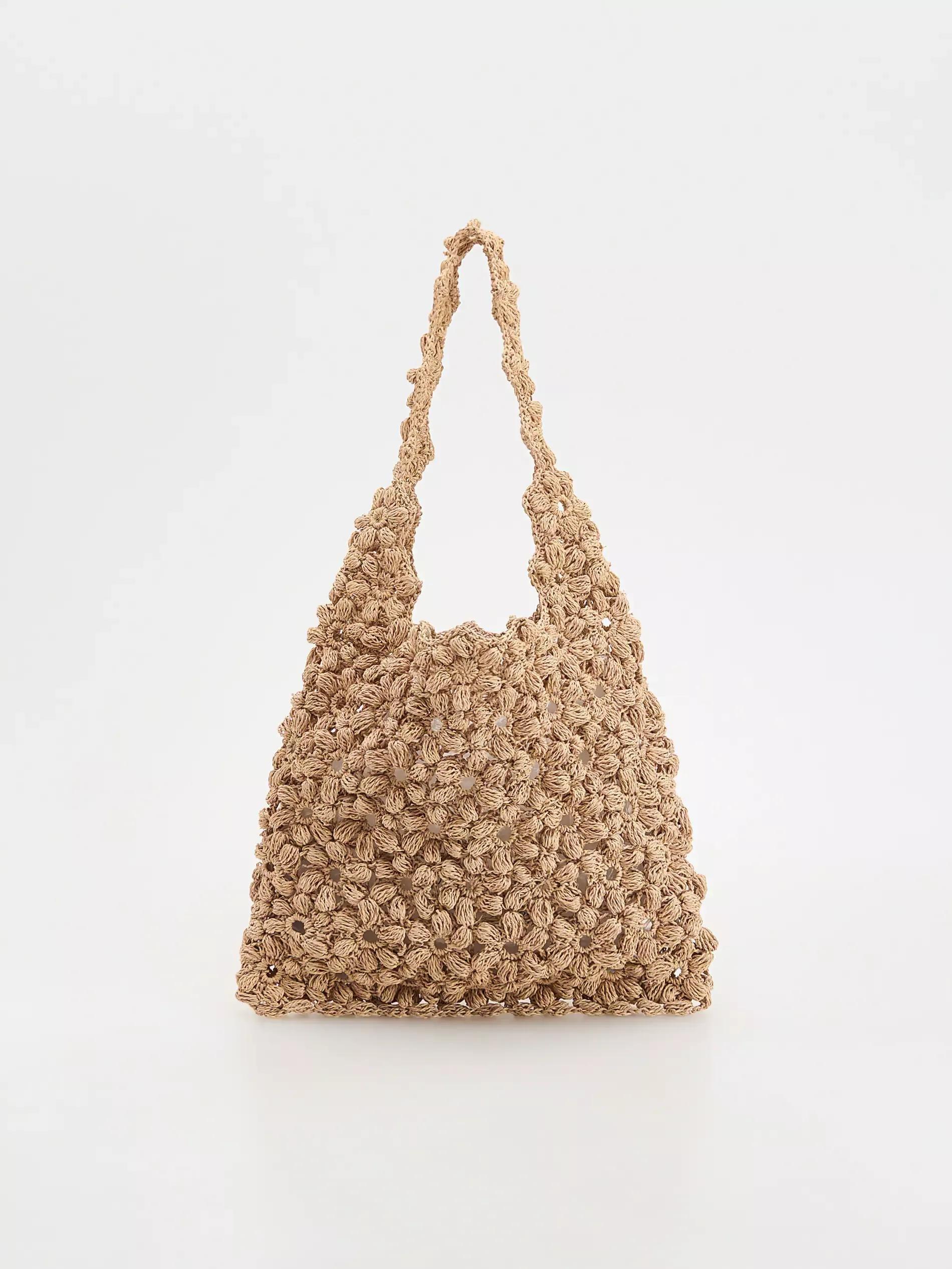 Beige Woven Hobo Bag, Beige, large image number 1