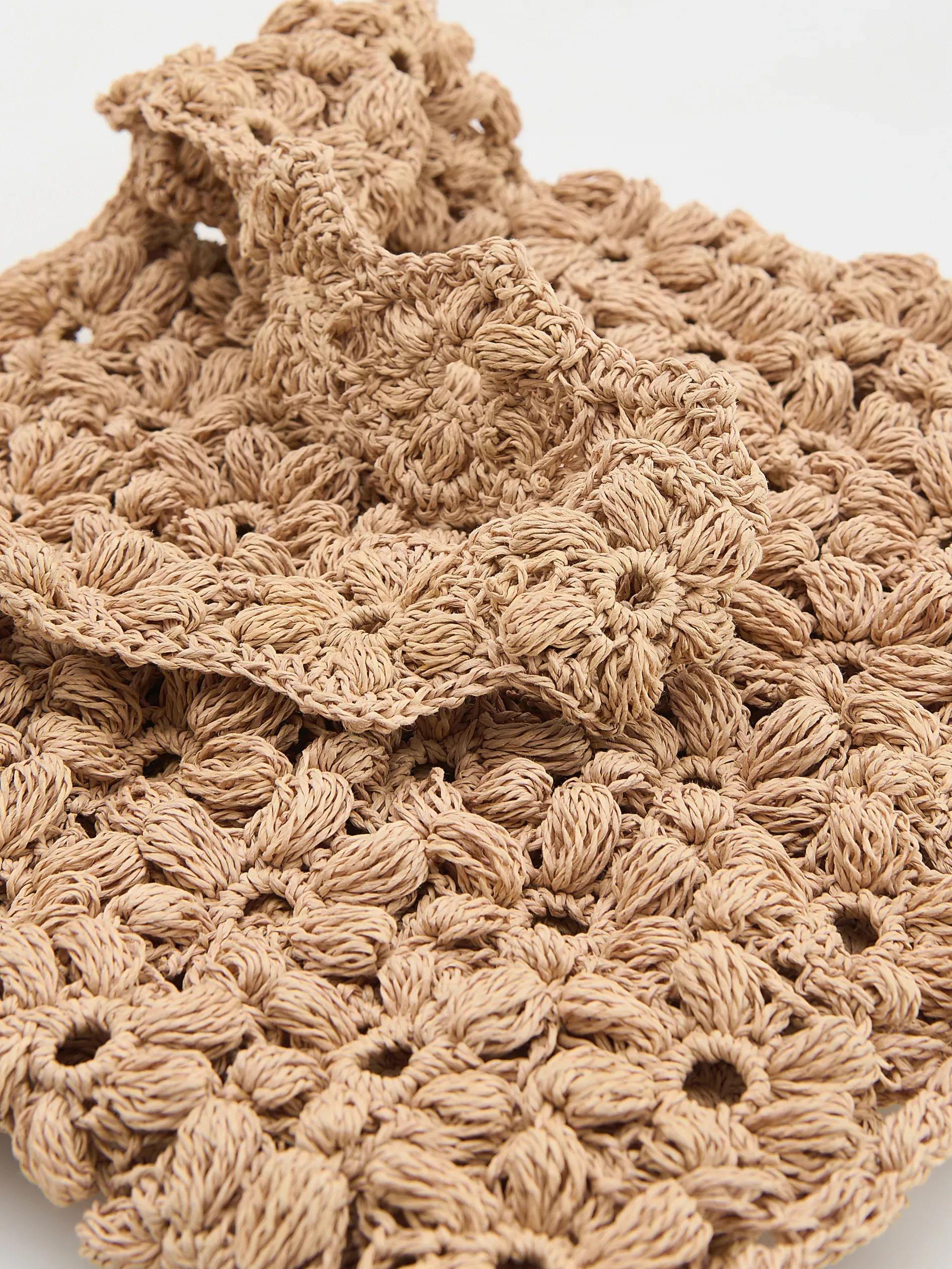 Beige Woven Hobo Bag, Beige, large image number 3