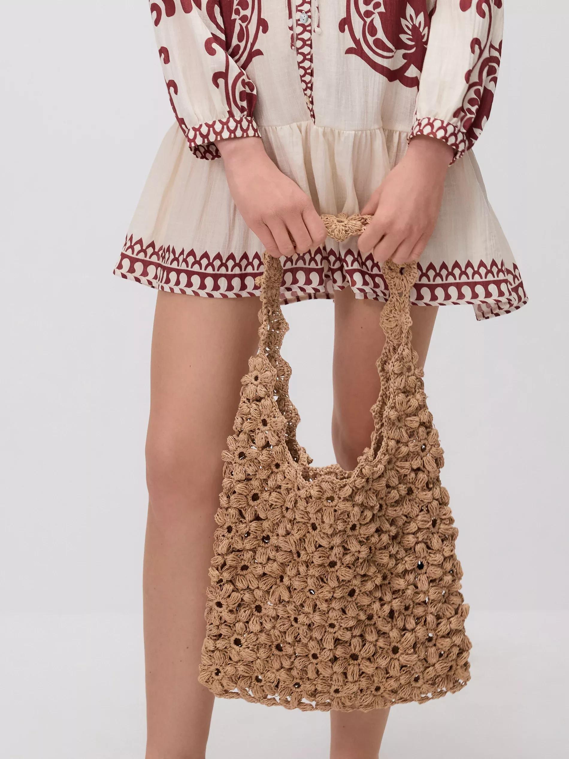 Beige Woven Hobo Bag, Beige, large image number 5