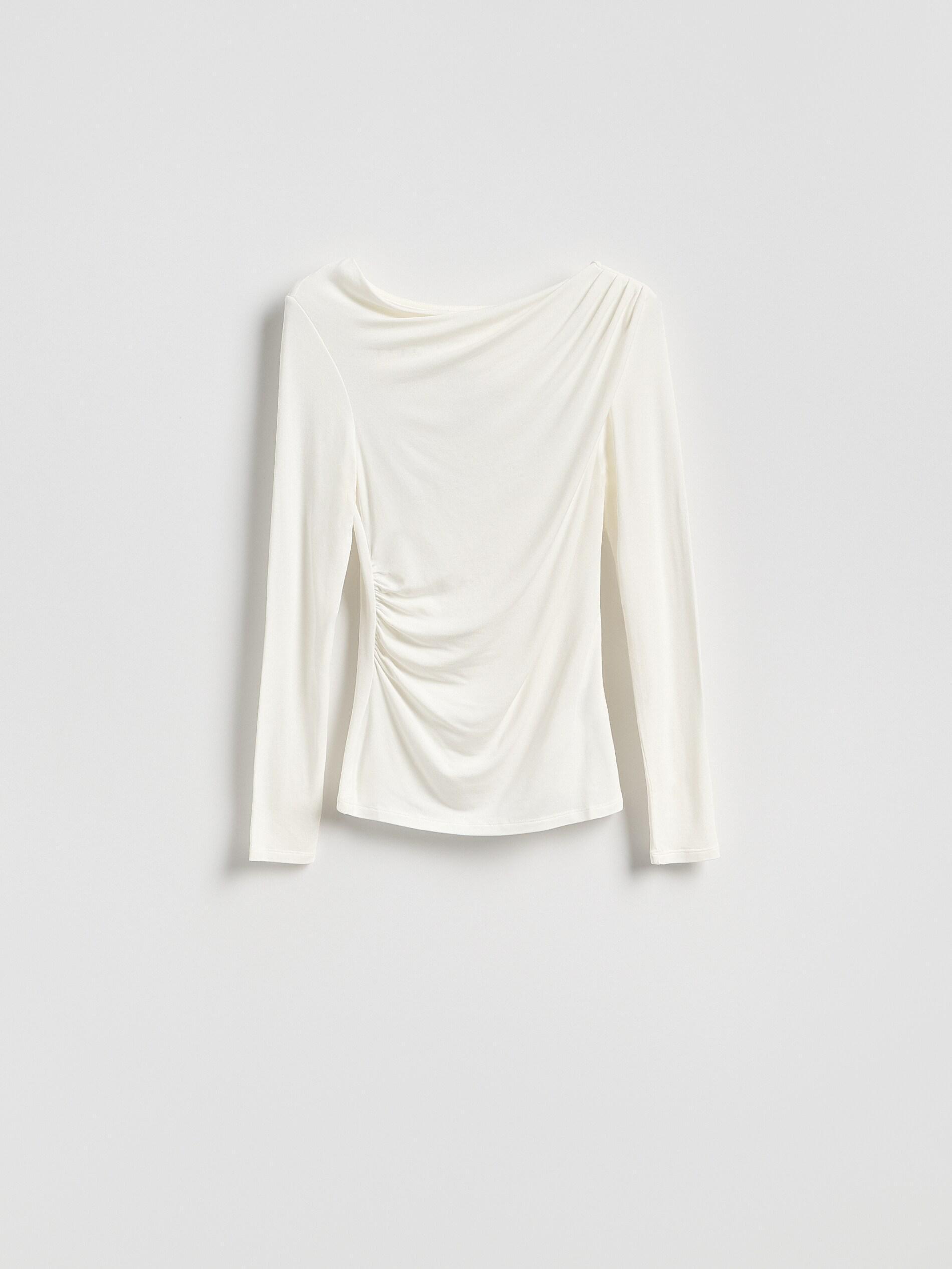 Cream Ruched Blouse, Ivory, large image number 4