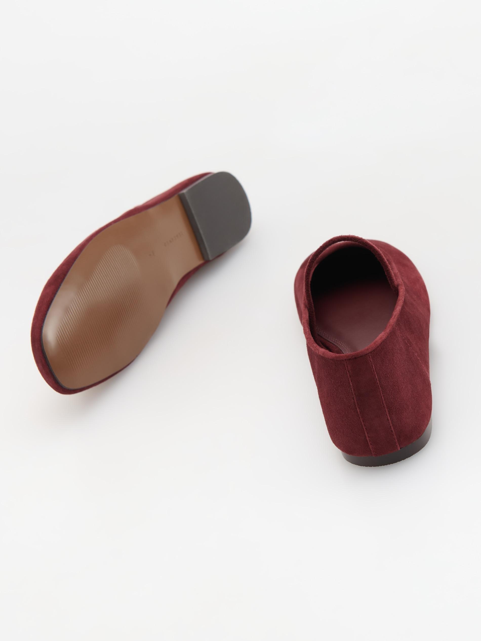 Red Suede Ballerinas With Strap, Burgundy, large image number 2