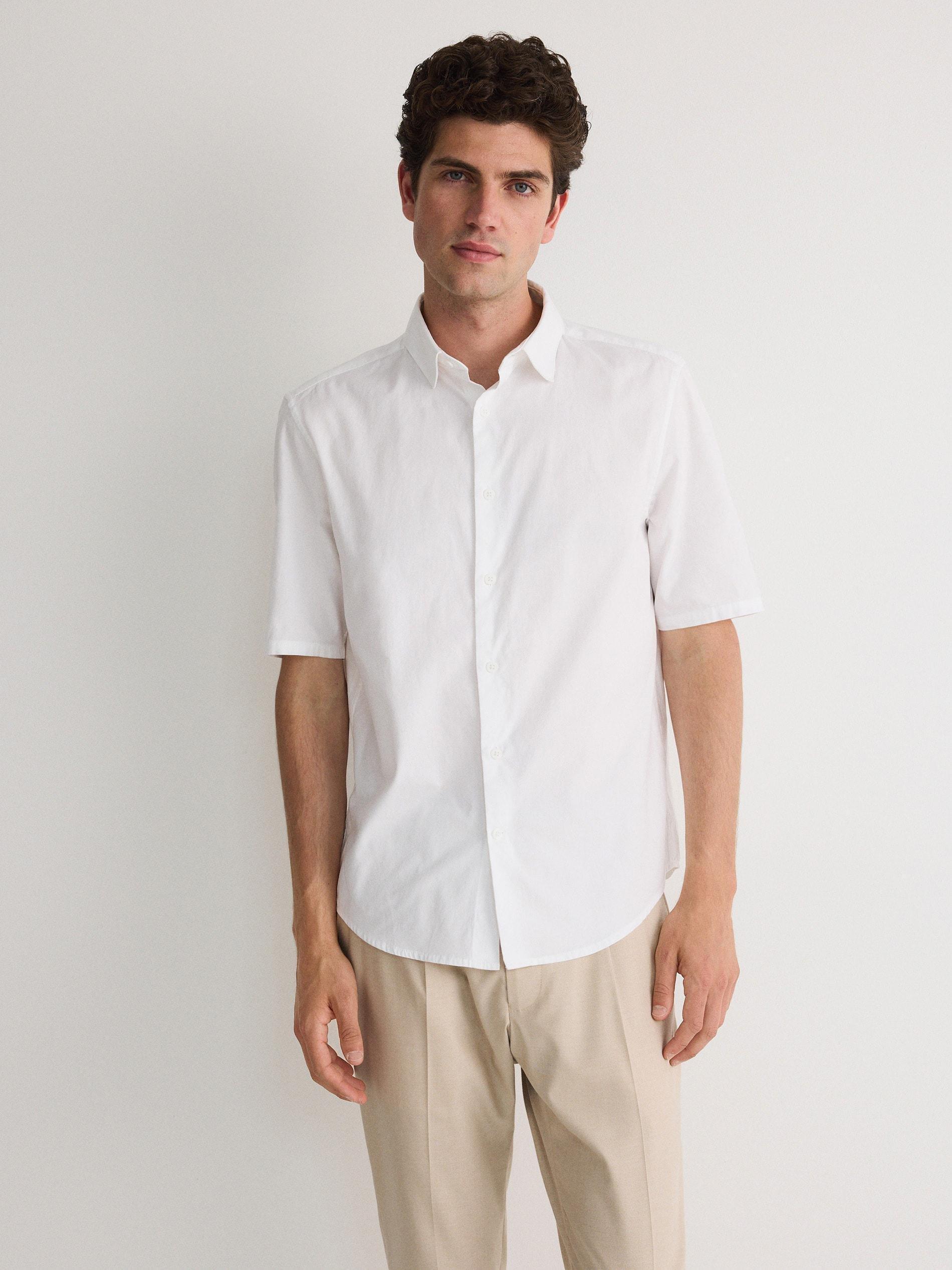 White Regular Fit Plain Shirt, , large image number 3