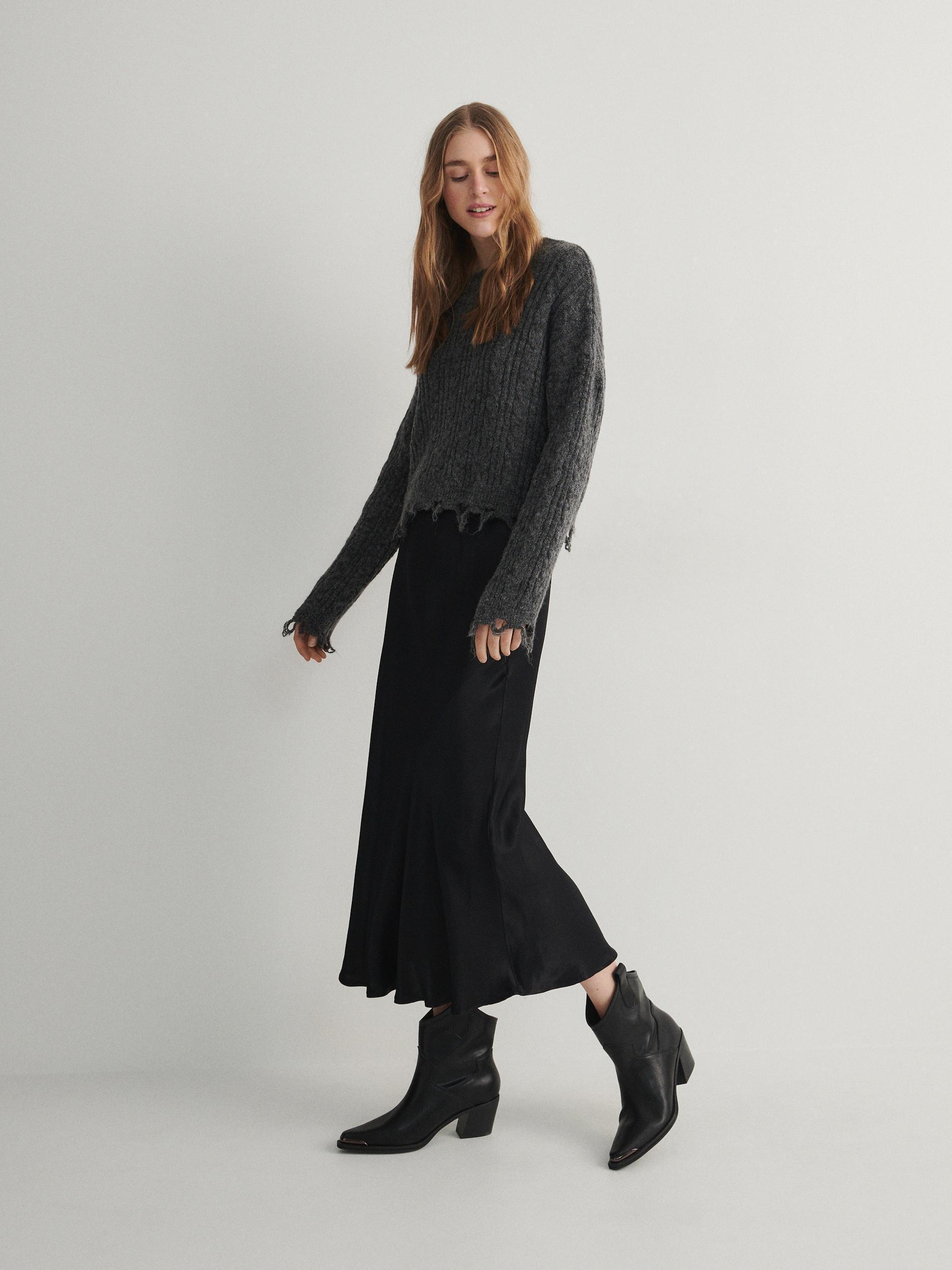 Black Viscose Skirt, , large image number 1