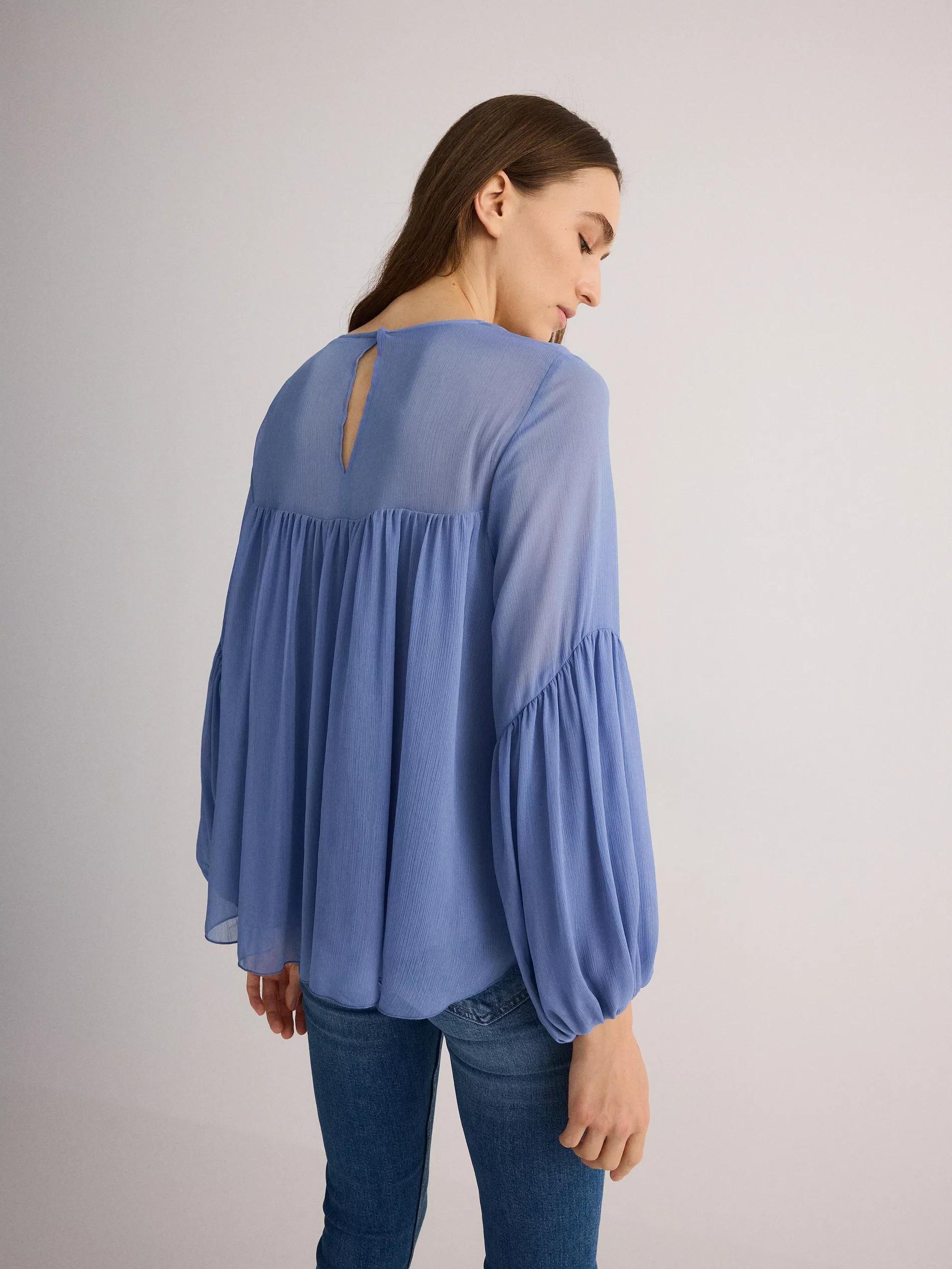 Blue Blouse With Puff Sleeves, , large image number 3