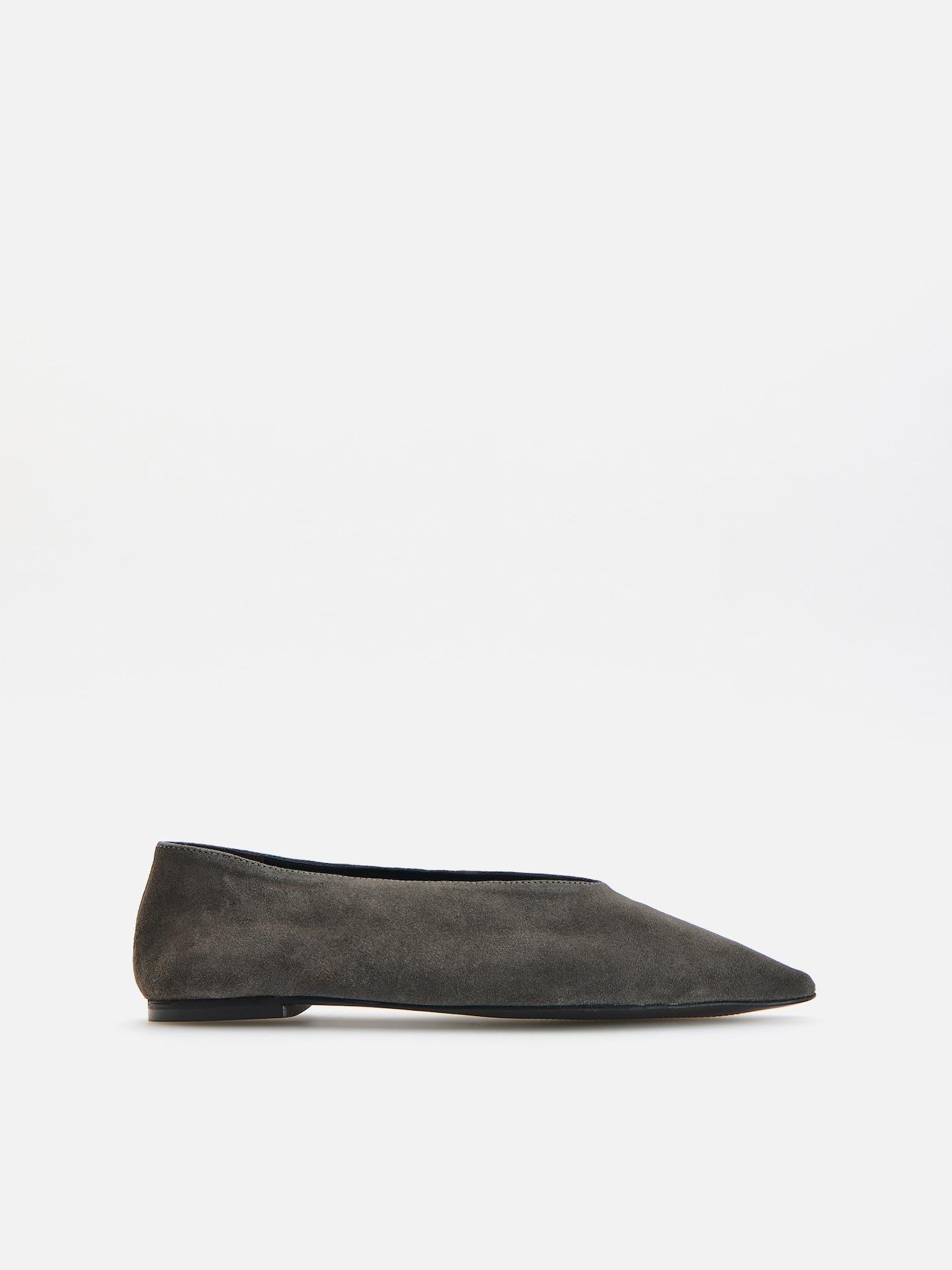 Grey Suede Ballerinas, Grey, large image number 0