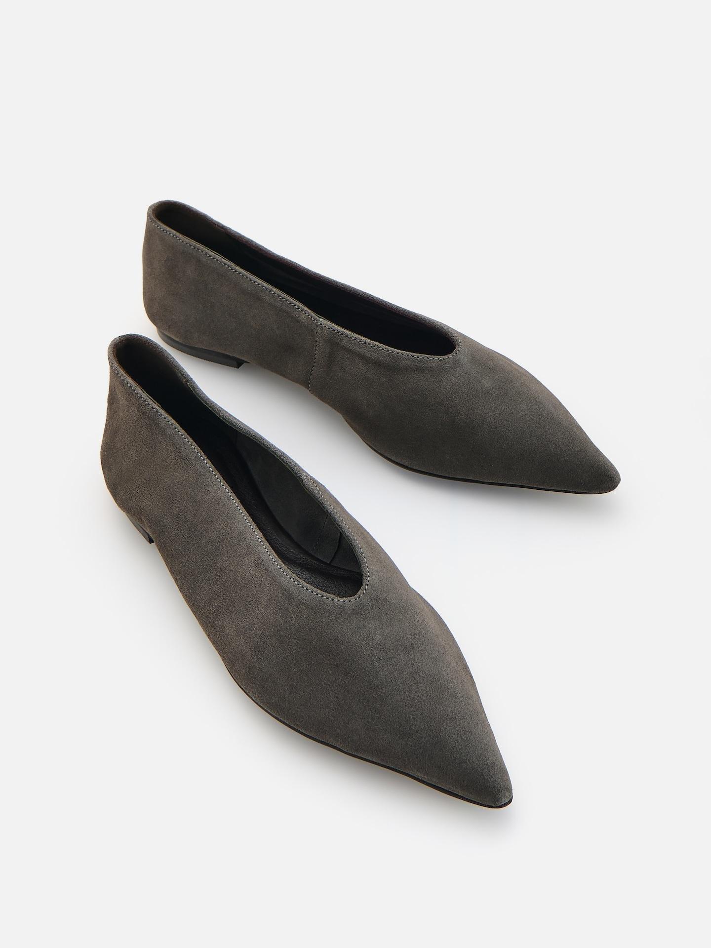 Grey Suede Ballerinas, Grey, medium