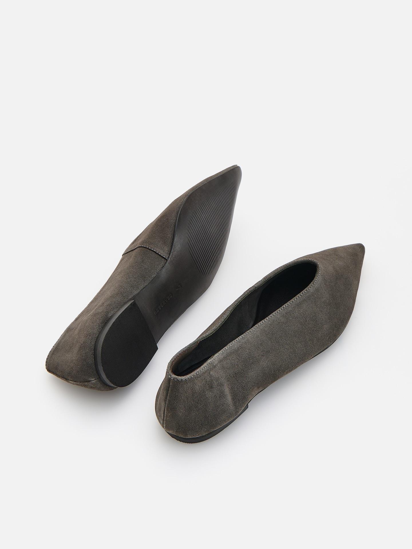Grey Suede Ballerinas, Grey, medium