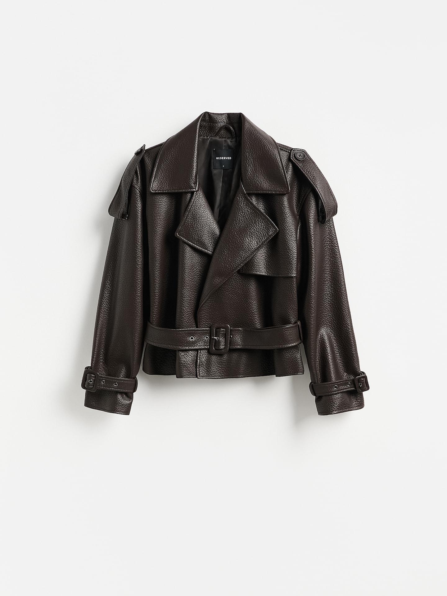Brown Faux Leather Jacket, Brown, large image number 4