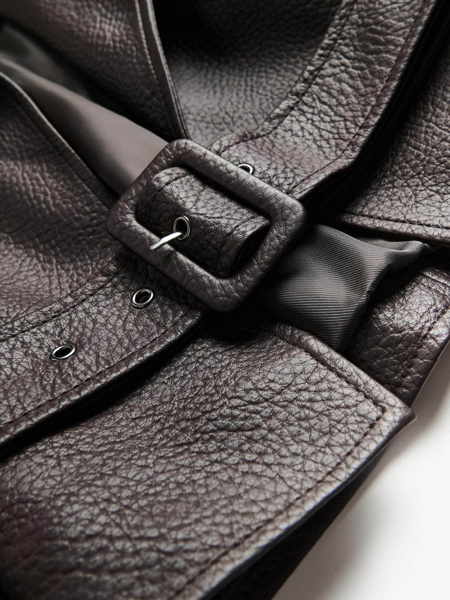 Brown Faux Leather Jacket, Brown, large image number 5