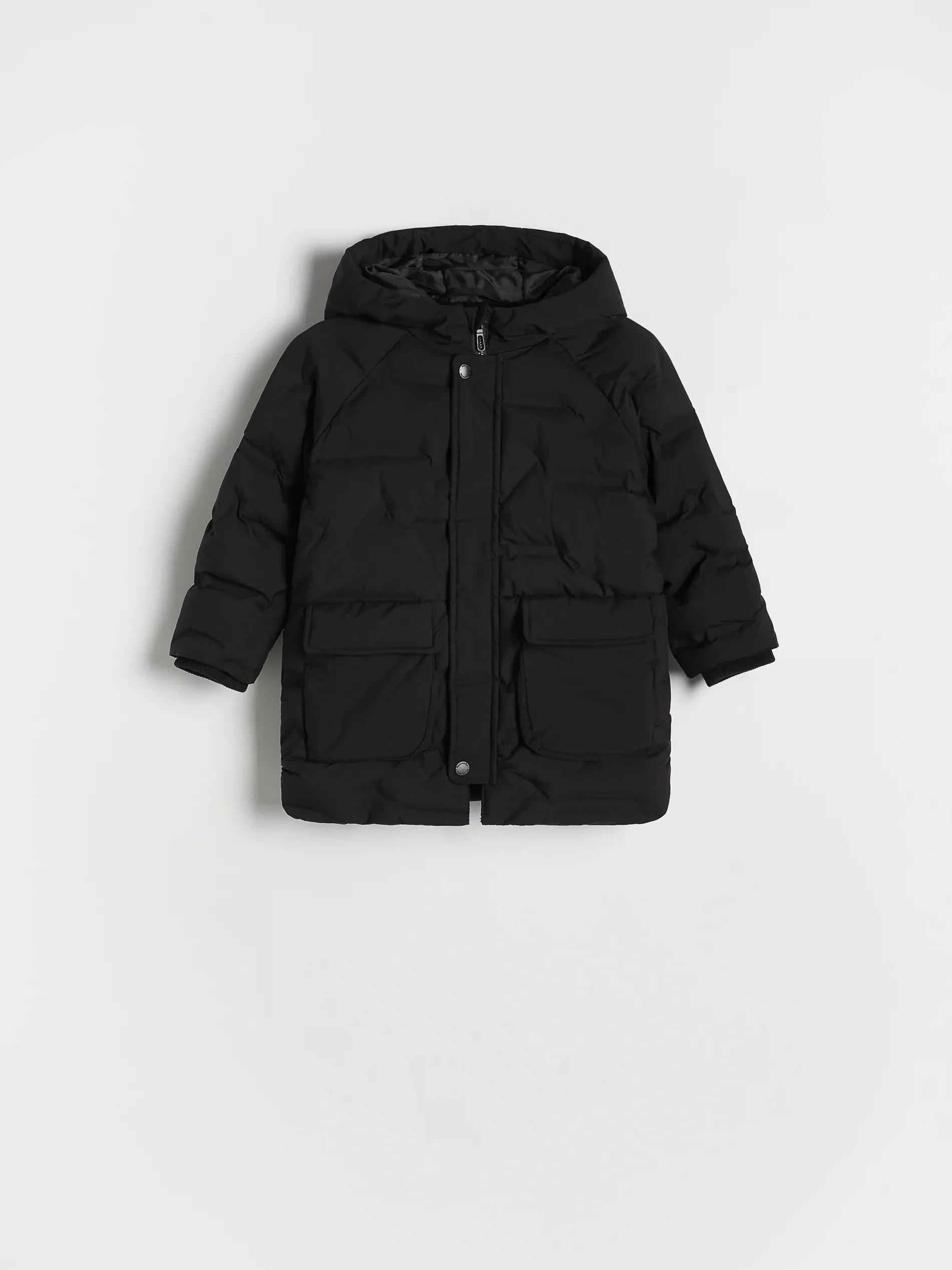 Black Insulated Hooded Jacket, Kids Boys, , large image number 0