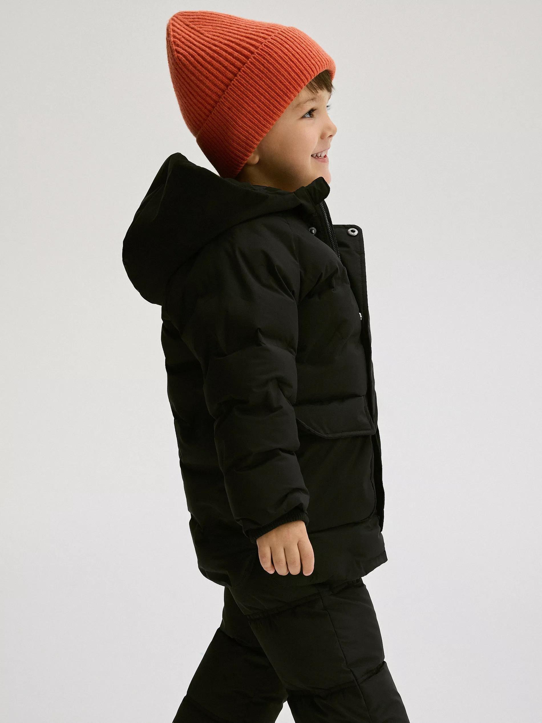 Black Insulated Hooded Jacket, Kids Boys, , large image number 2
