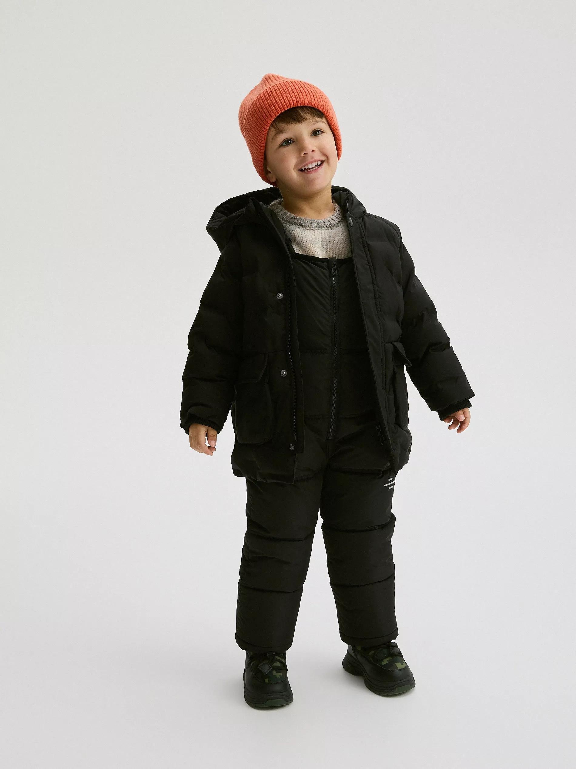 Black Insulated Hooded Jacket, Kids Boys, , large image number 3
