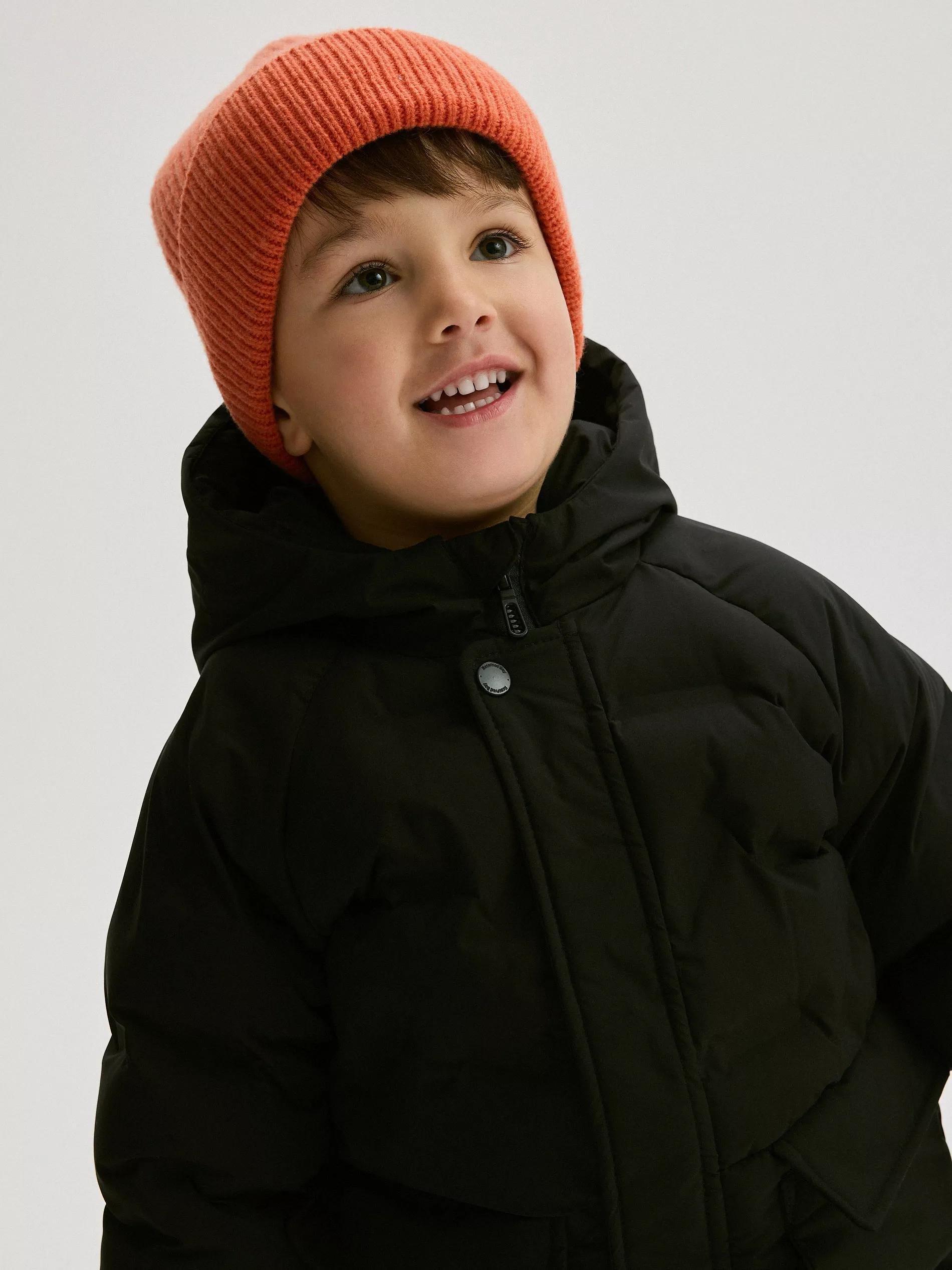 Black Insulated Hooded Jacket, Kids Boys, , large image number 5