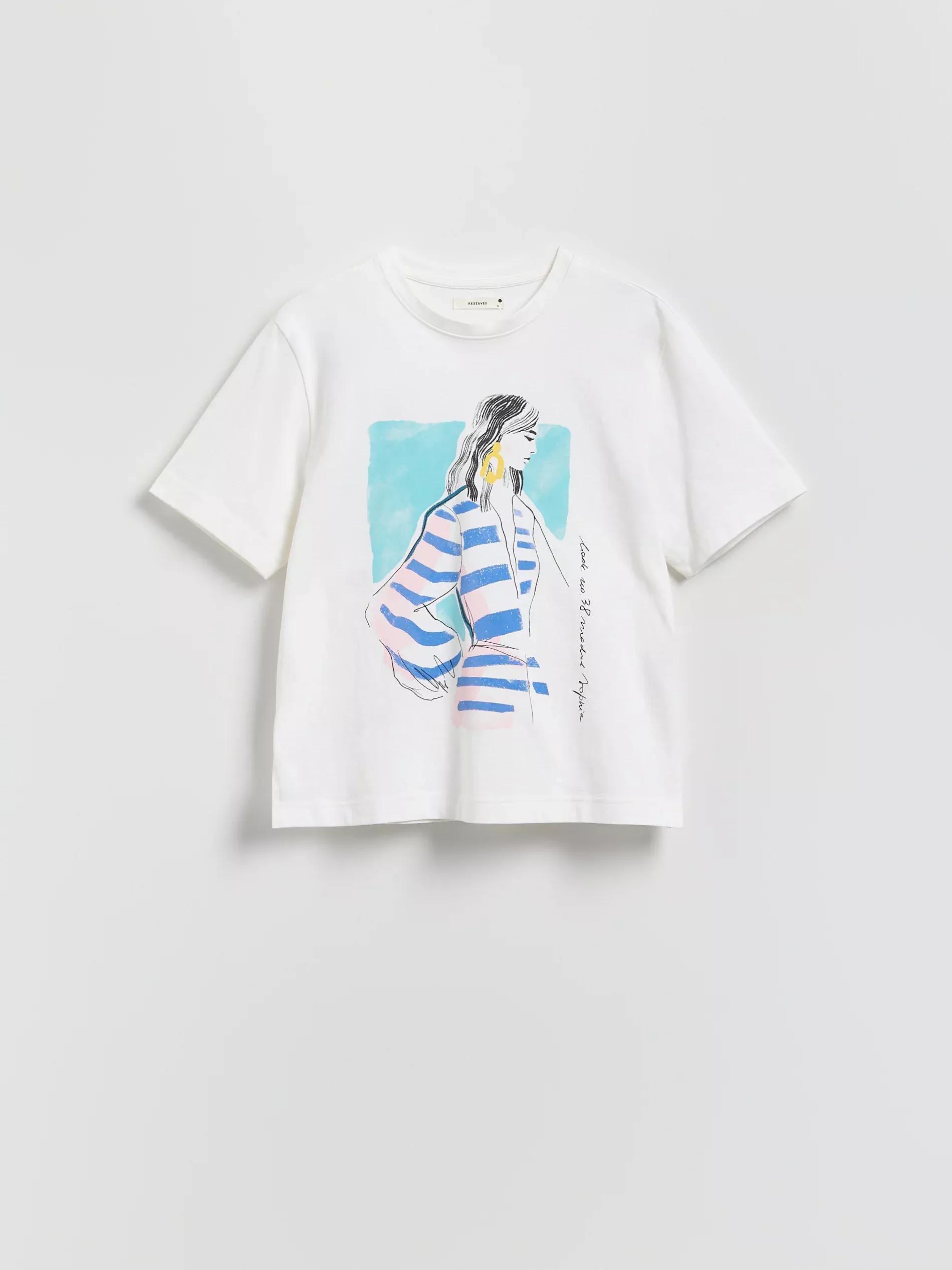 White T-Shirt With Print, , large image number 0