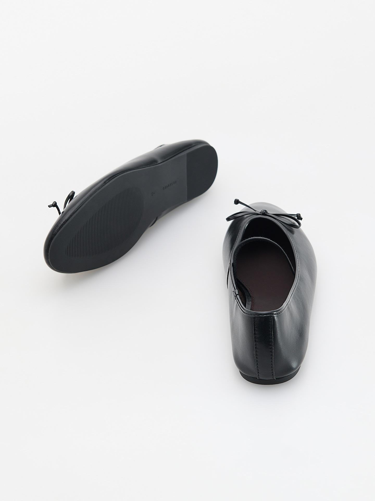 Black Sheepskin Ballet Flats, Black, large image number 3