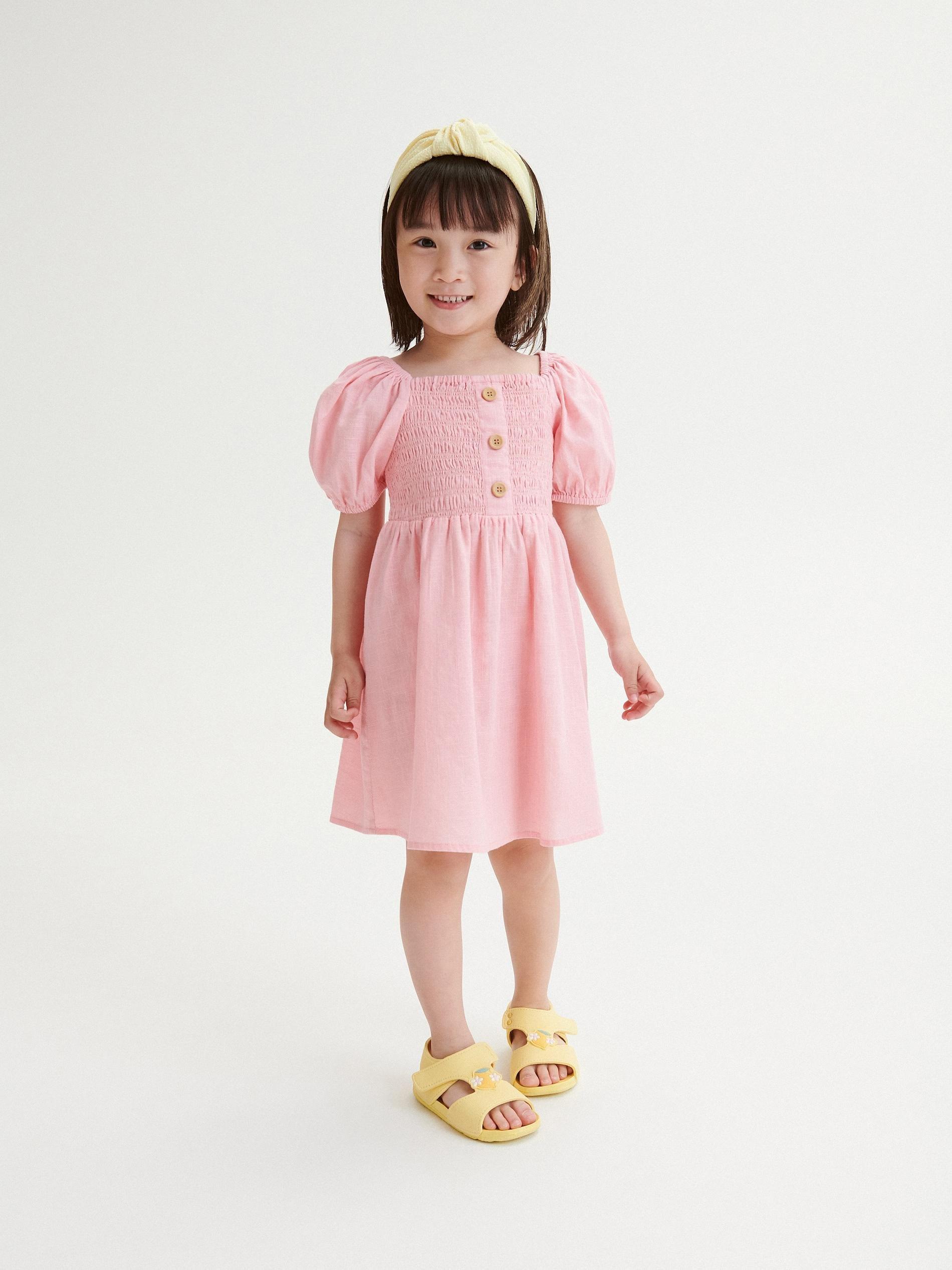 Pink Puffed Sleeves Dress, , large image number 0