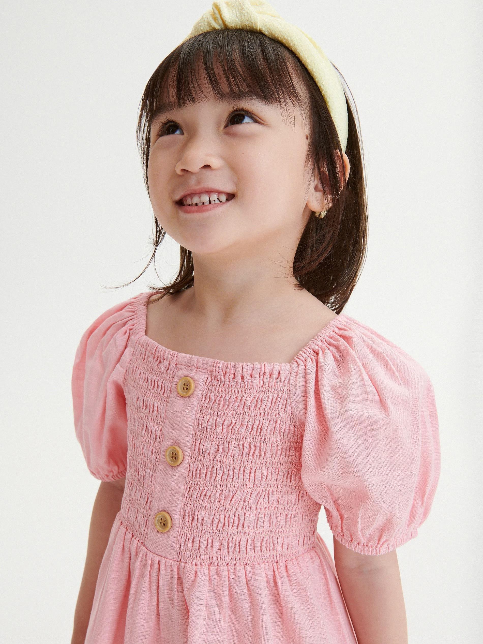 Pink Puffed Sleeves Dress, , large image number 1