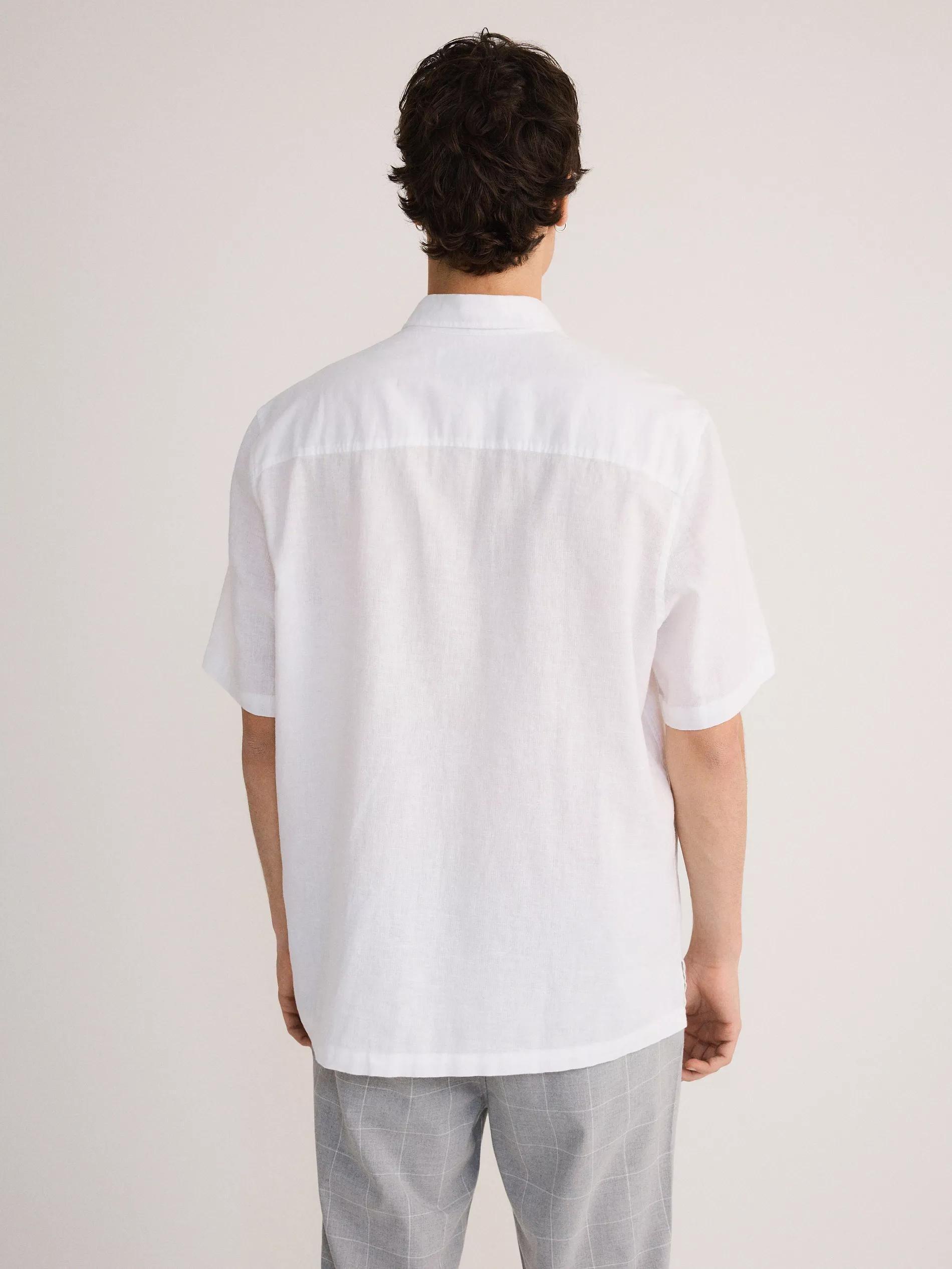 White Regular Fit Linen Shirt, , large image number 3
