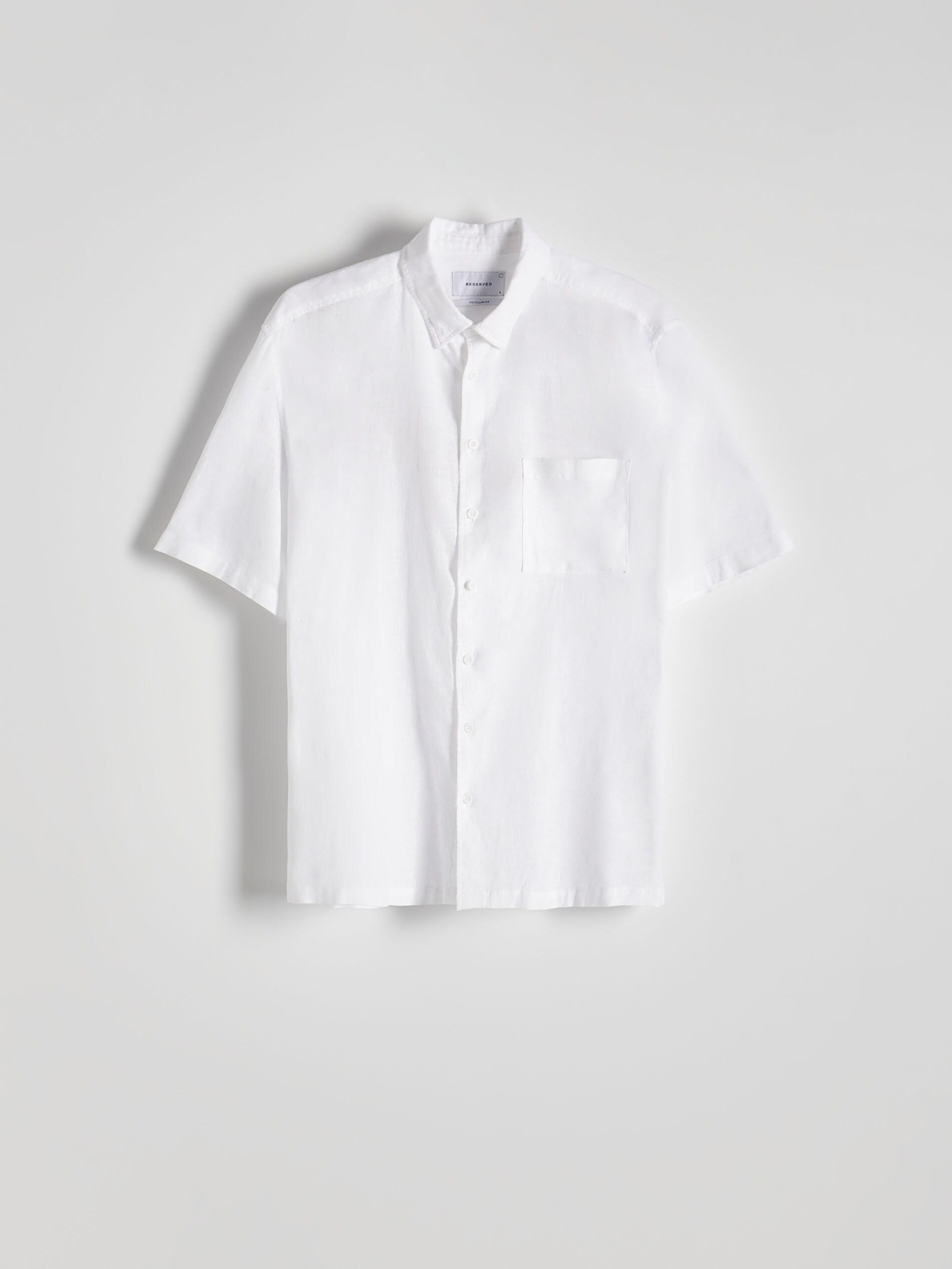 White Regular Fit Linen Shirt, , large image number 4