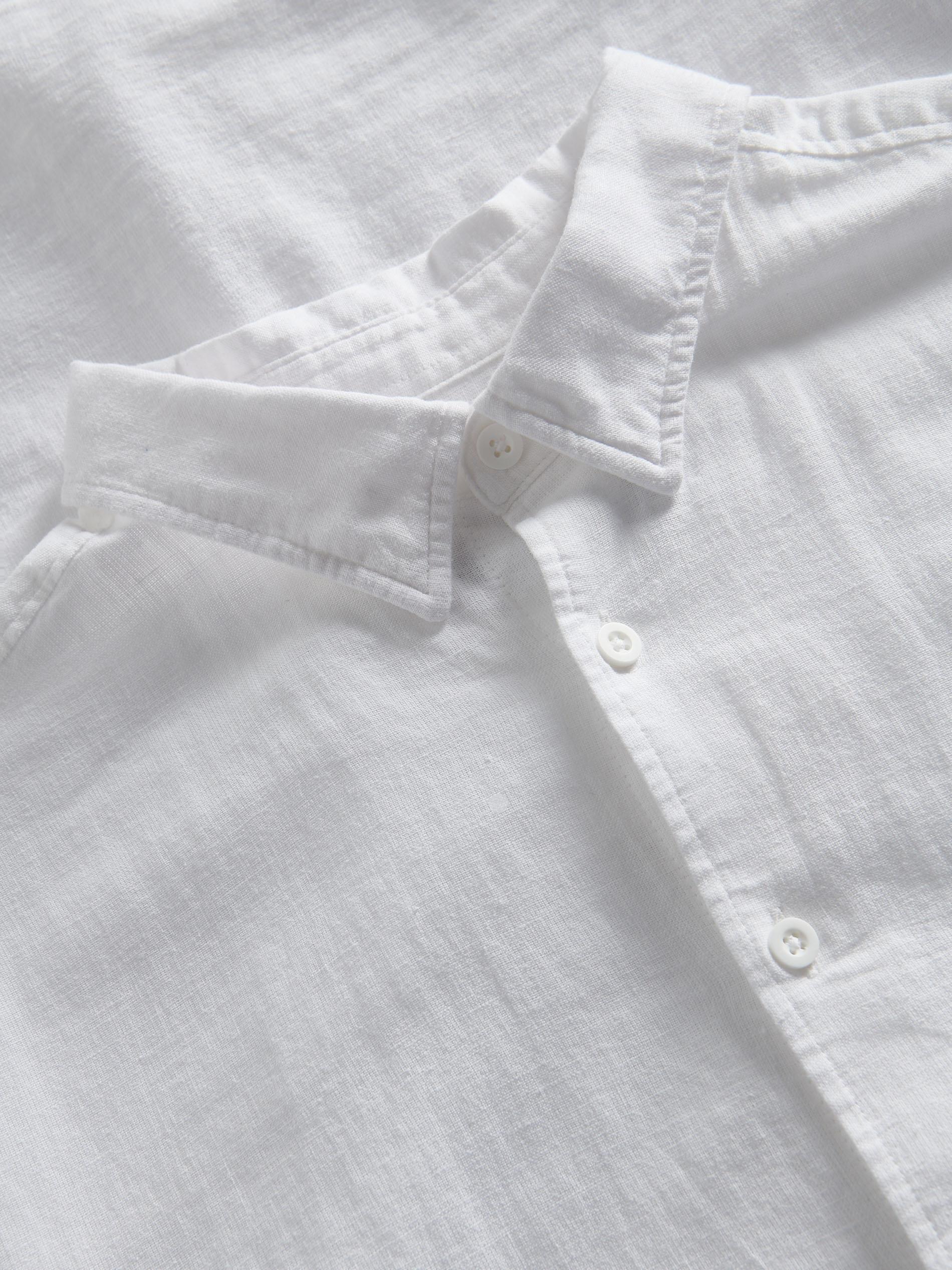 White Regular Fit Linen Shirt, , large image number 5