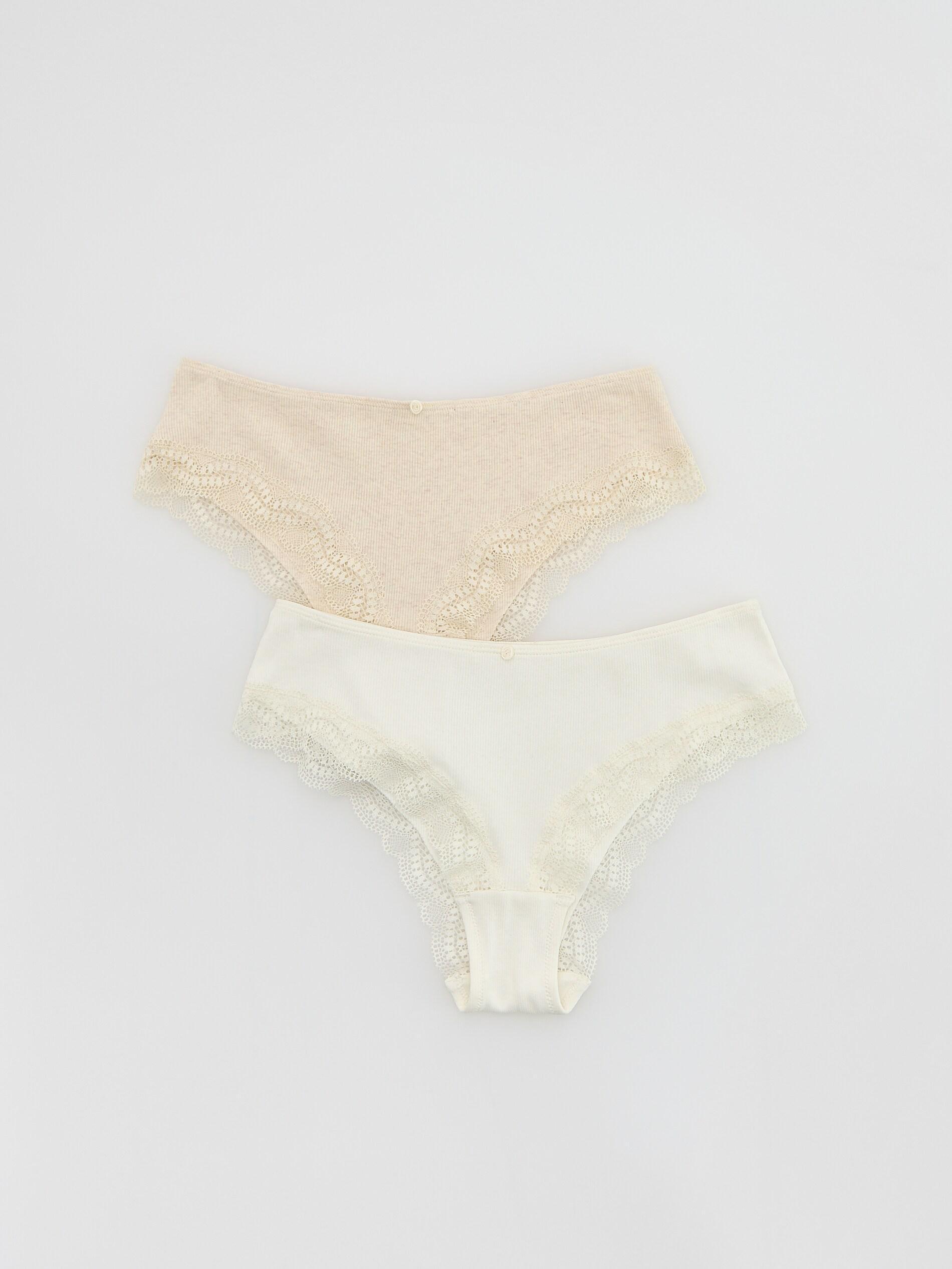 Beige Hipster Knickers 2 Pack, Ivory, large image number 1