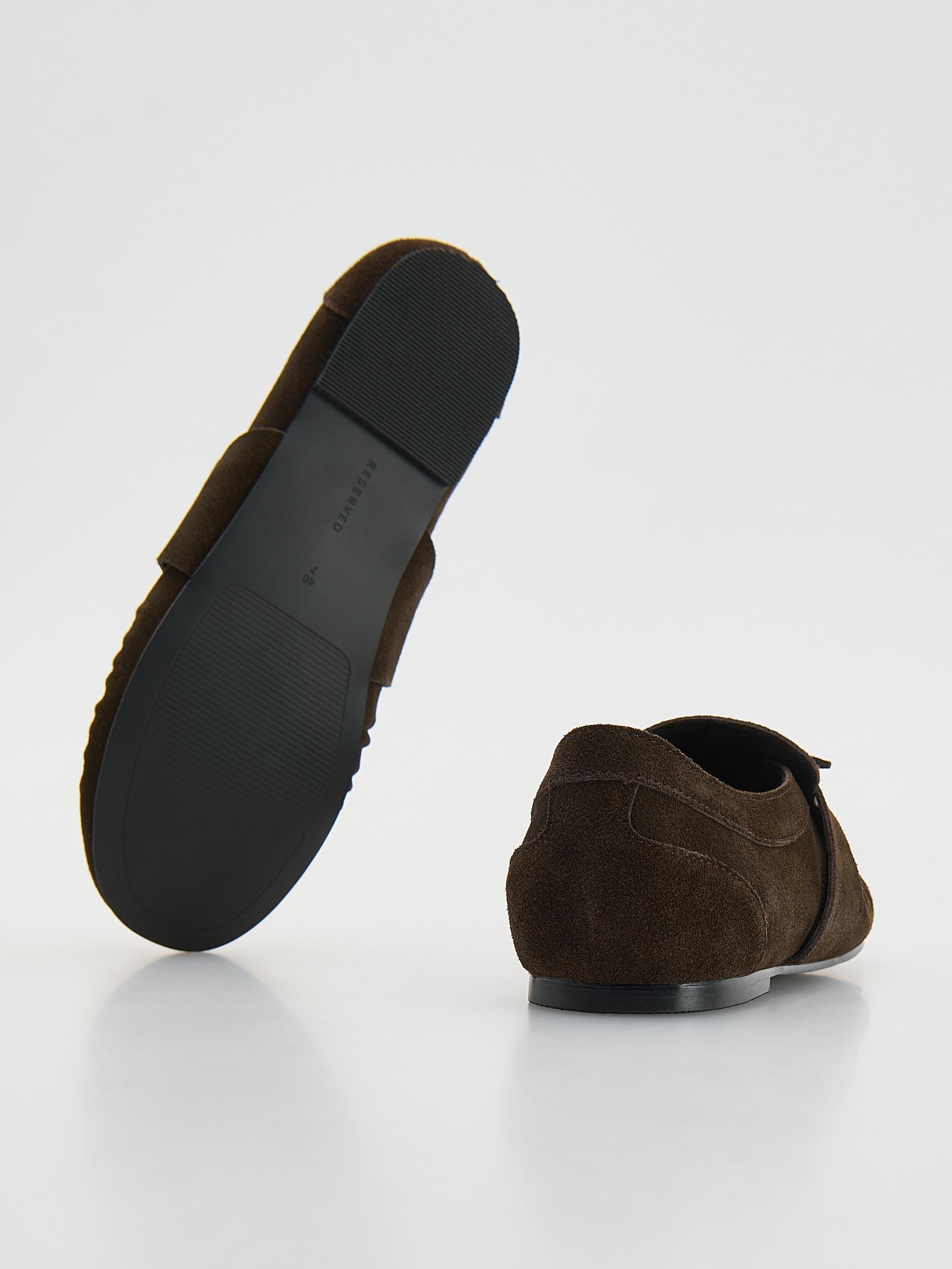 Golden Brown Suede Loafers, Brown, medium
