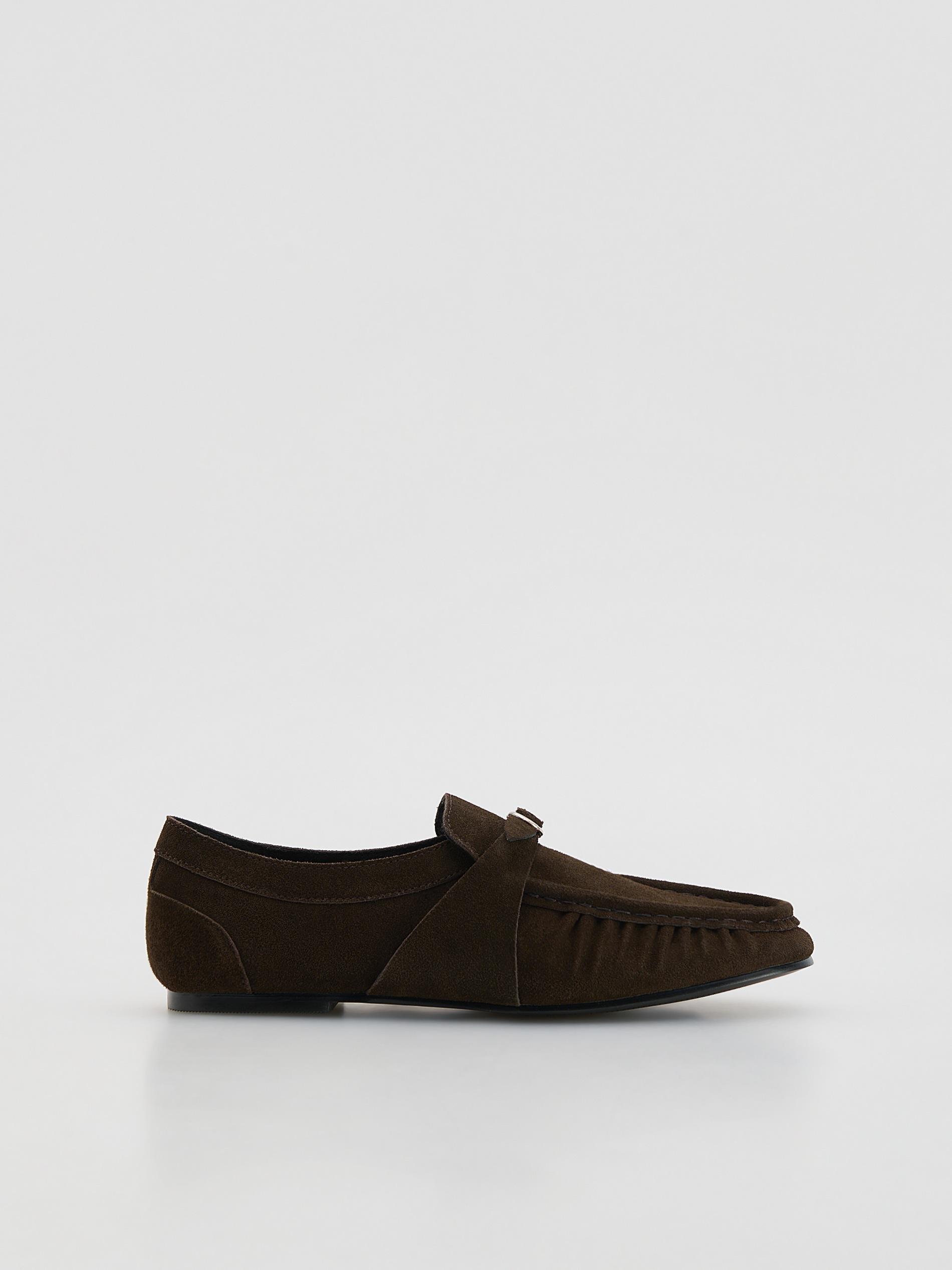 Golden Brown Suede Loafers, Brown, large image number 2