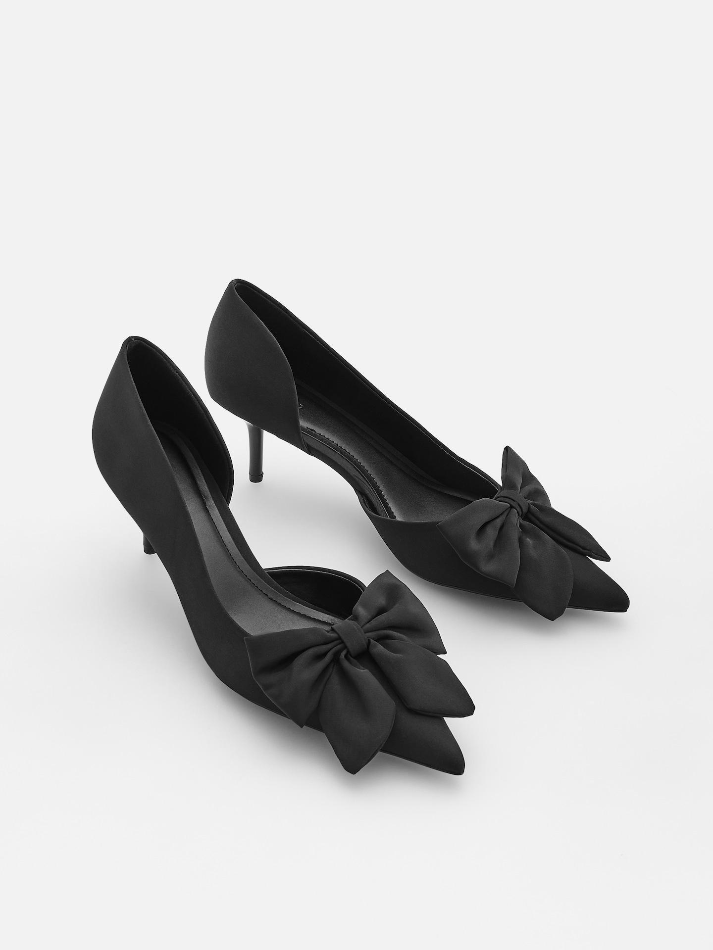 Black Pumps With Bows, Black, medium