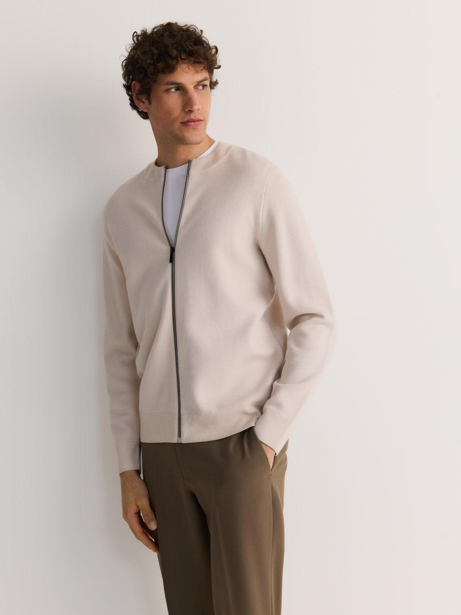 Grey Viscose-Blend Sweater With Half-Zip, , large image number 0