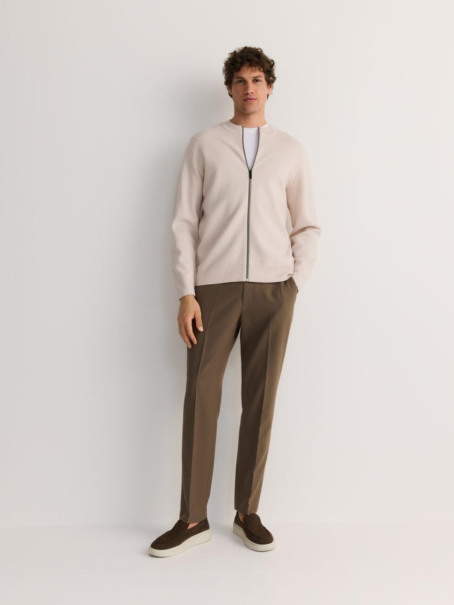 Grey Viscose-Blend Sweater With Half-Zip, , large image number 1