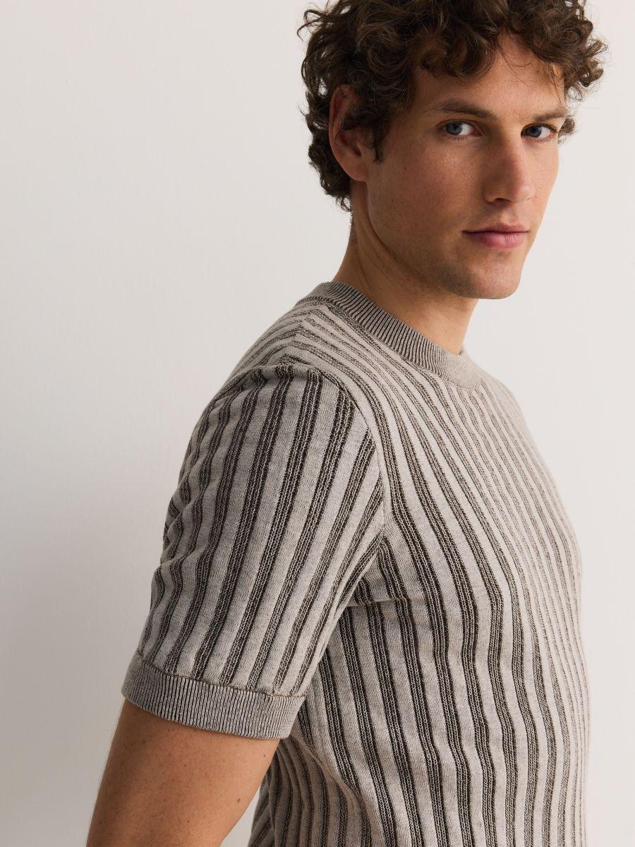 Cream Textured Knitted Sweater, , large image number 1