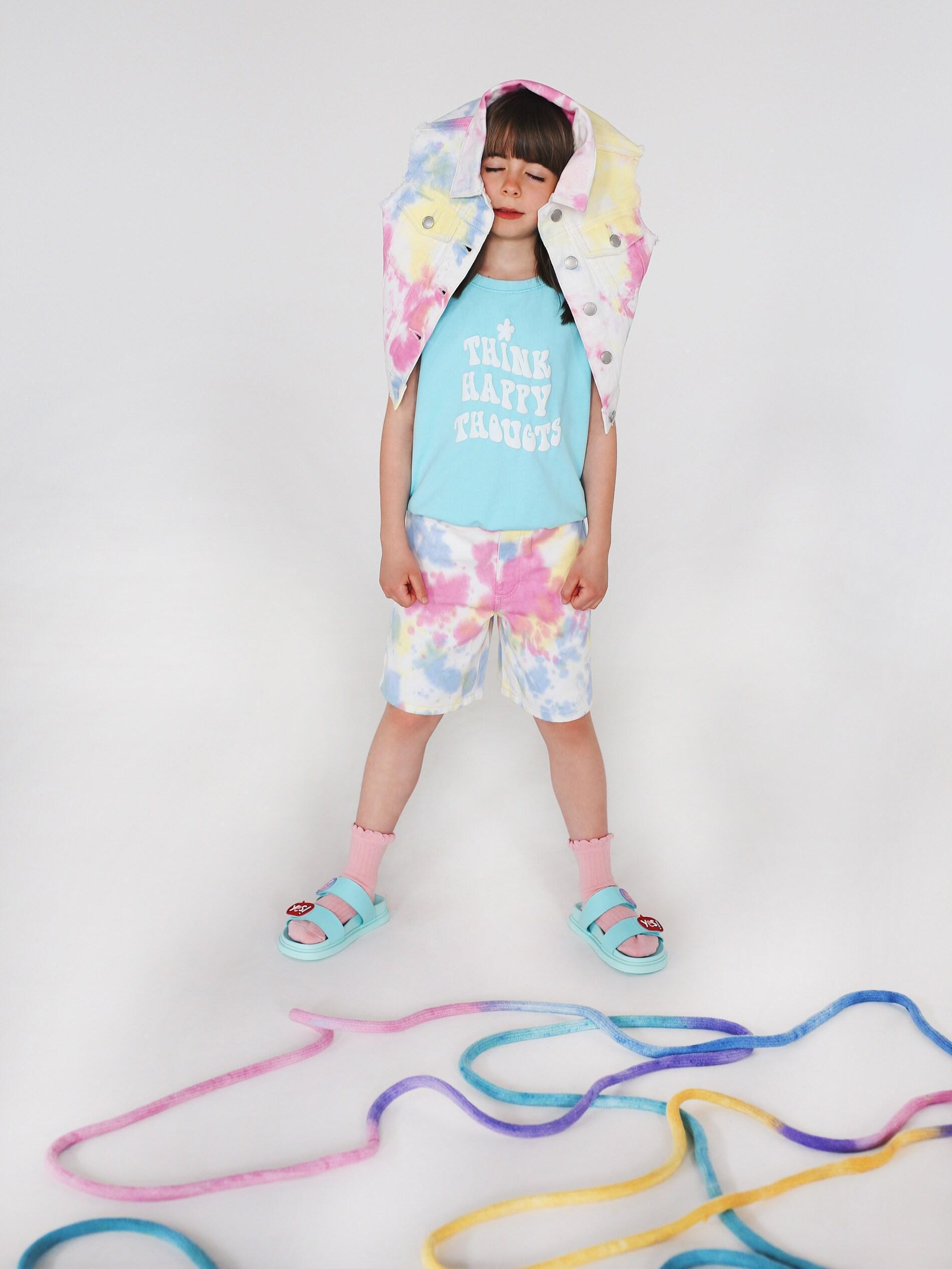 Multicolor Sleeveless Tie-Dye Denim Jacket, Girls, , large image number 1