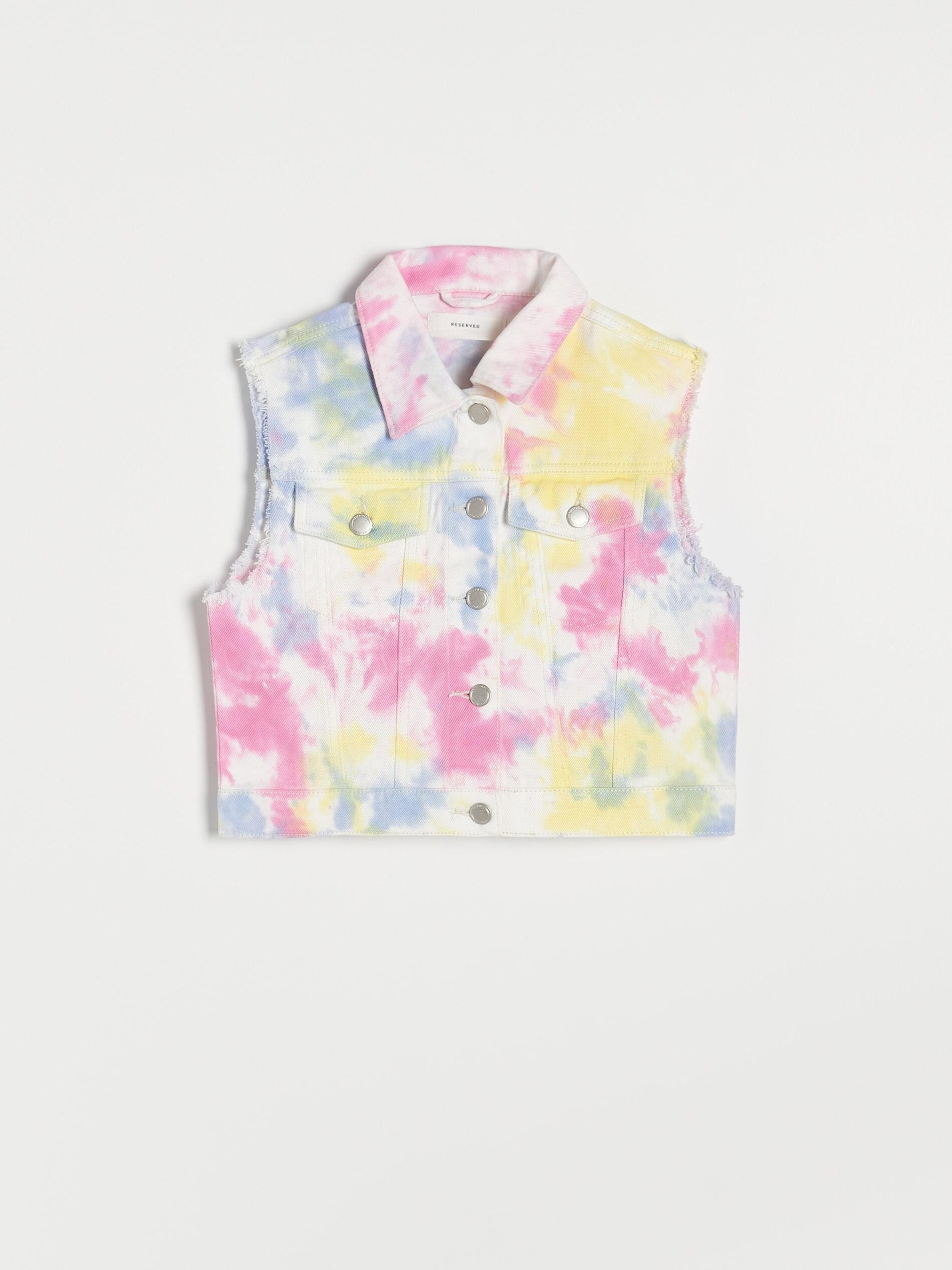 Multicolor Sleeveless Tie-Dye Denim Jacket, Girls, , large image number 2