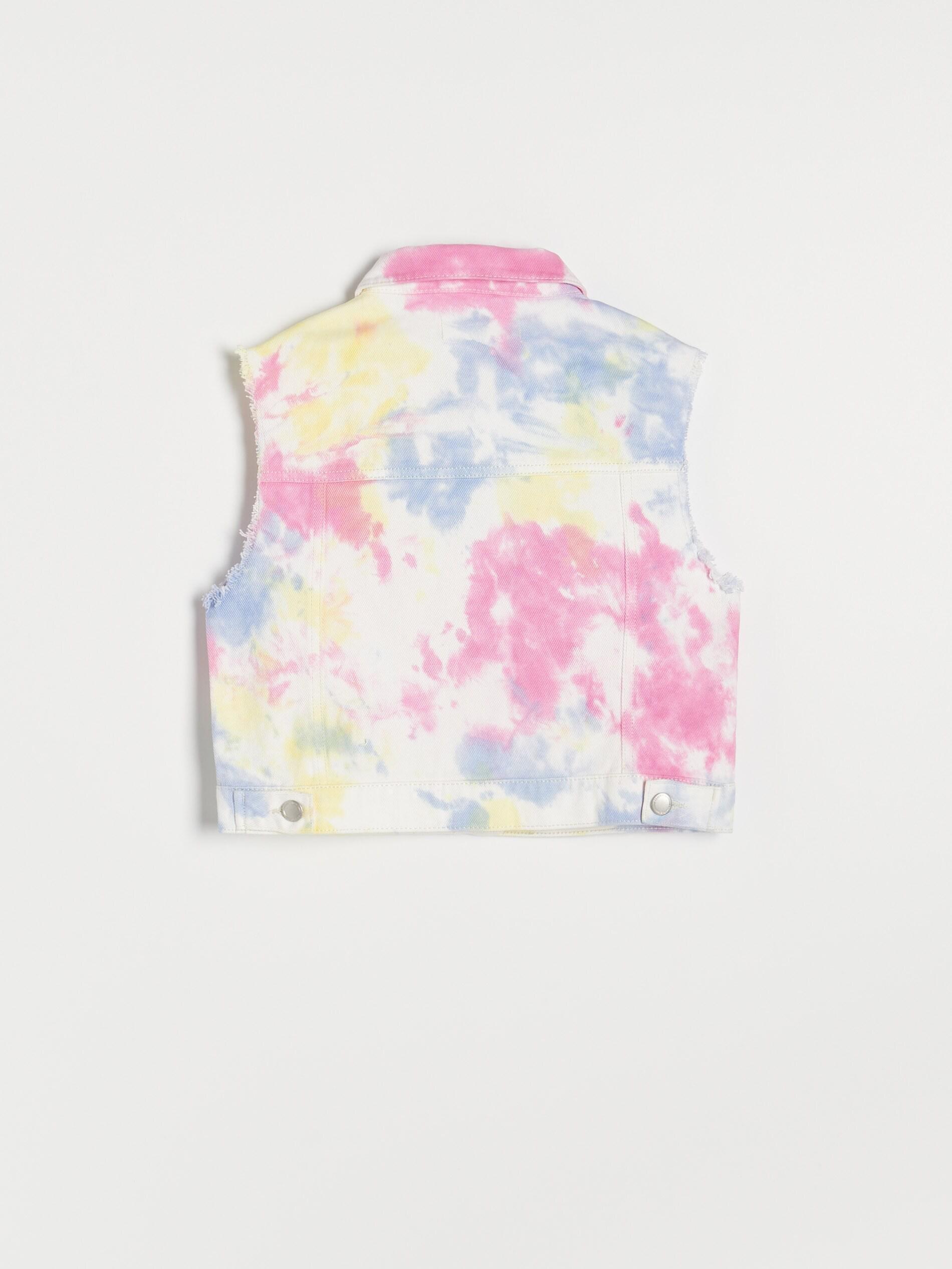 Multicolor Sleeveless Tie-Dye Denim Jacket, Girls, , large image number 3